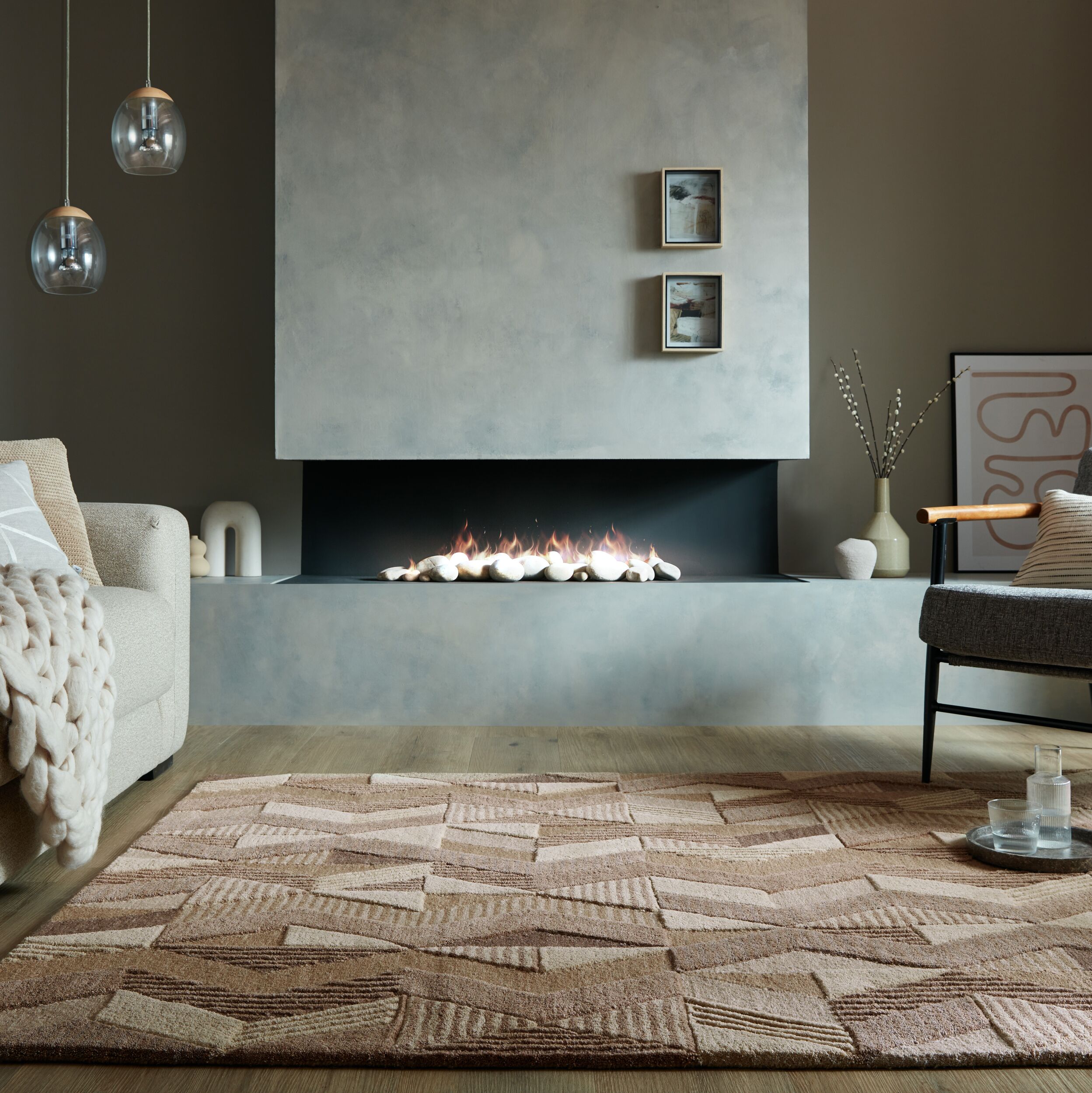 Wollteppich geometrisch Braun 120 x 170 cm - ESK | Kadima Design 