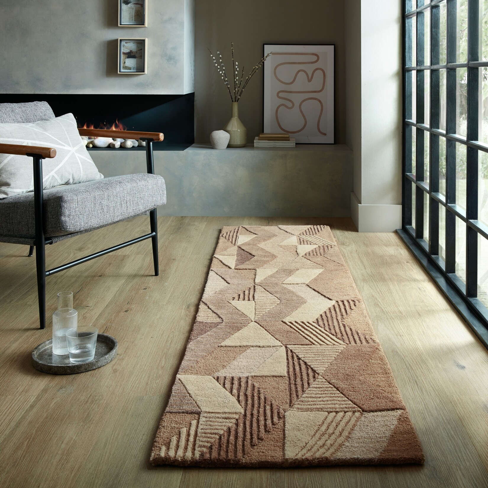 Läufer geometrisch Braun 60 x 230 cm - ESK Kadima Design