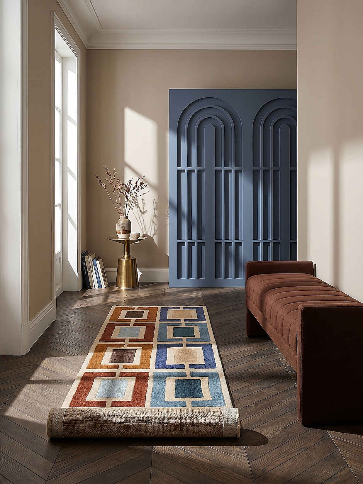 Läufer geometrisch Blau-Bunt 60 x 230 cm - DERWENT Kadima Design