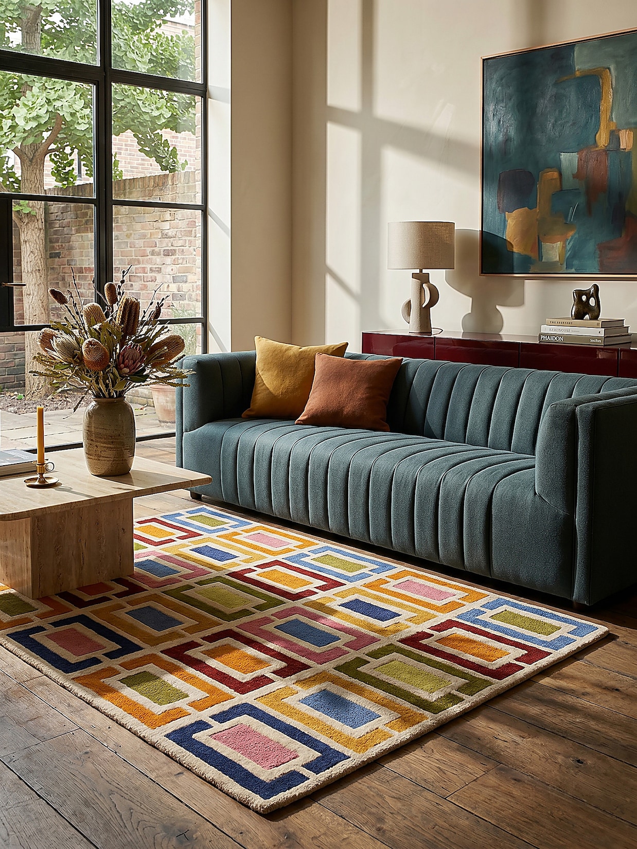 Wollteppich geometrisch Orange-Bunt 160 x 230 cm - DERWENT Kadima