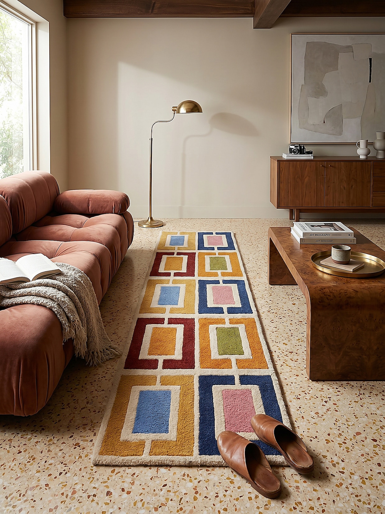 Läufer geometrisch Orange-Bunt 60 x 230 cm - DERWENT Kadima Design