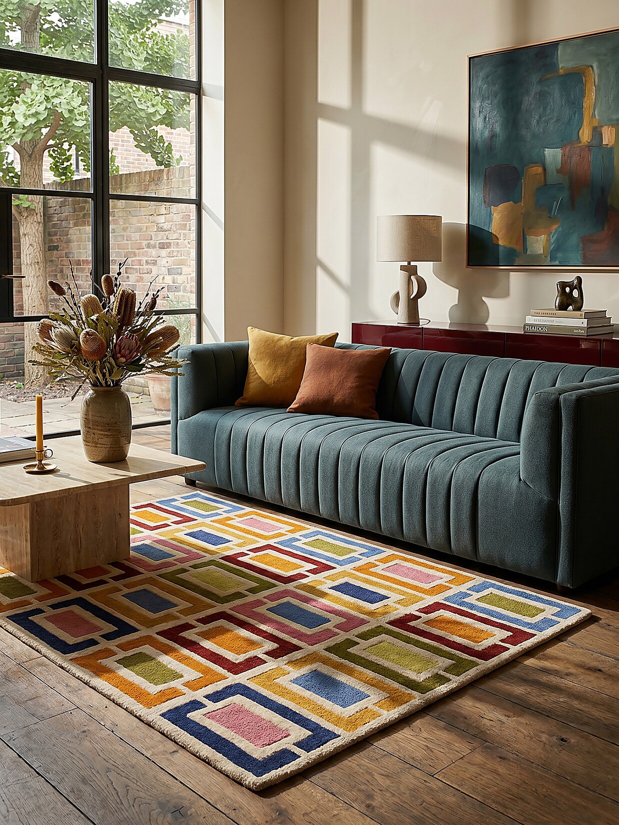 Wollteppich geometrisch Orange-Bunt 80 x 150 cm - DERWENT Kadima