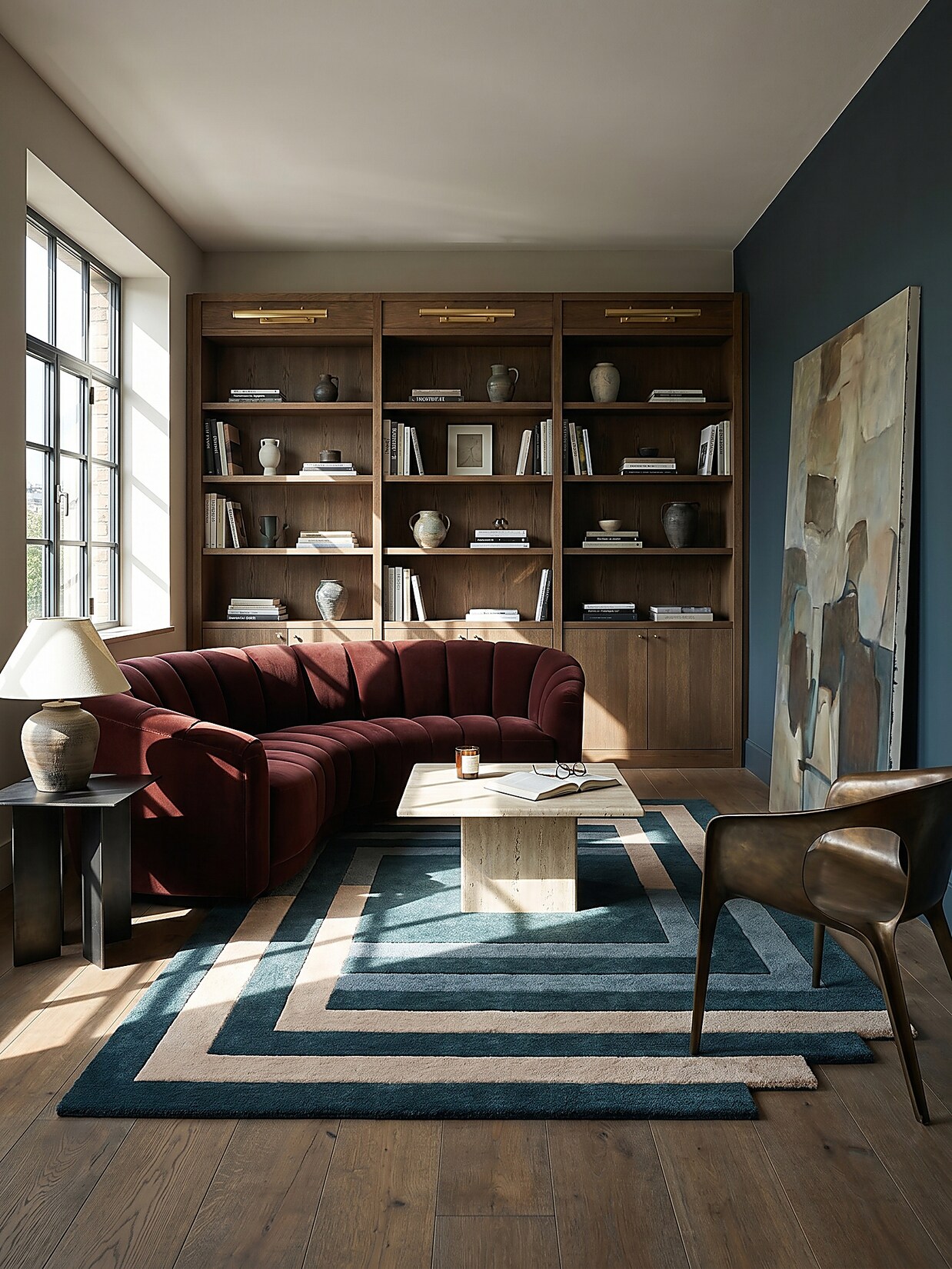 Wollteppich geometrisch Türkis-Beige 200 x 290 cm - HALLEIN Kadima