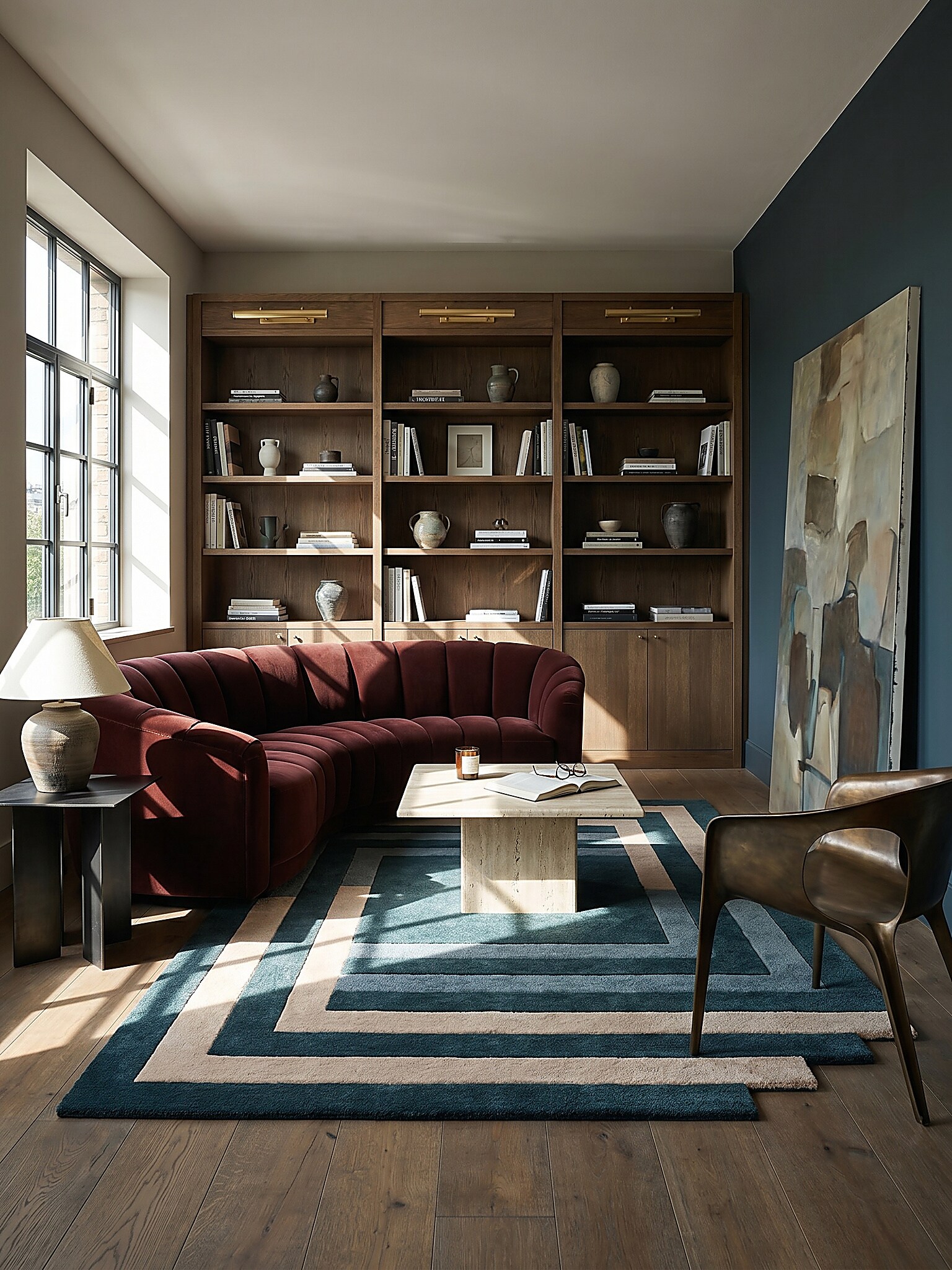 Wollteppich geometrisch T&uuml;rkis-Beige 120 x 180 cm - HALLEIN | Kadima 