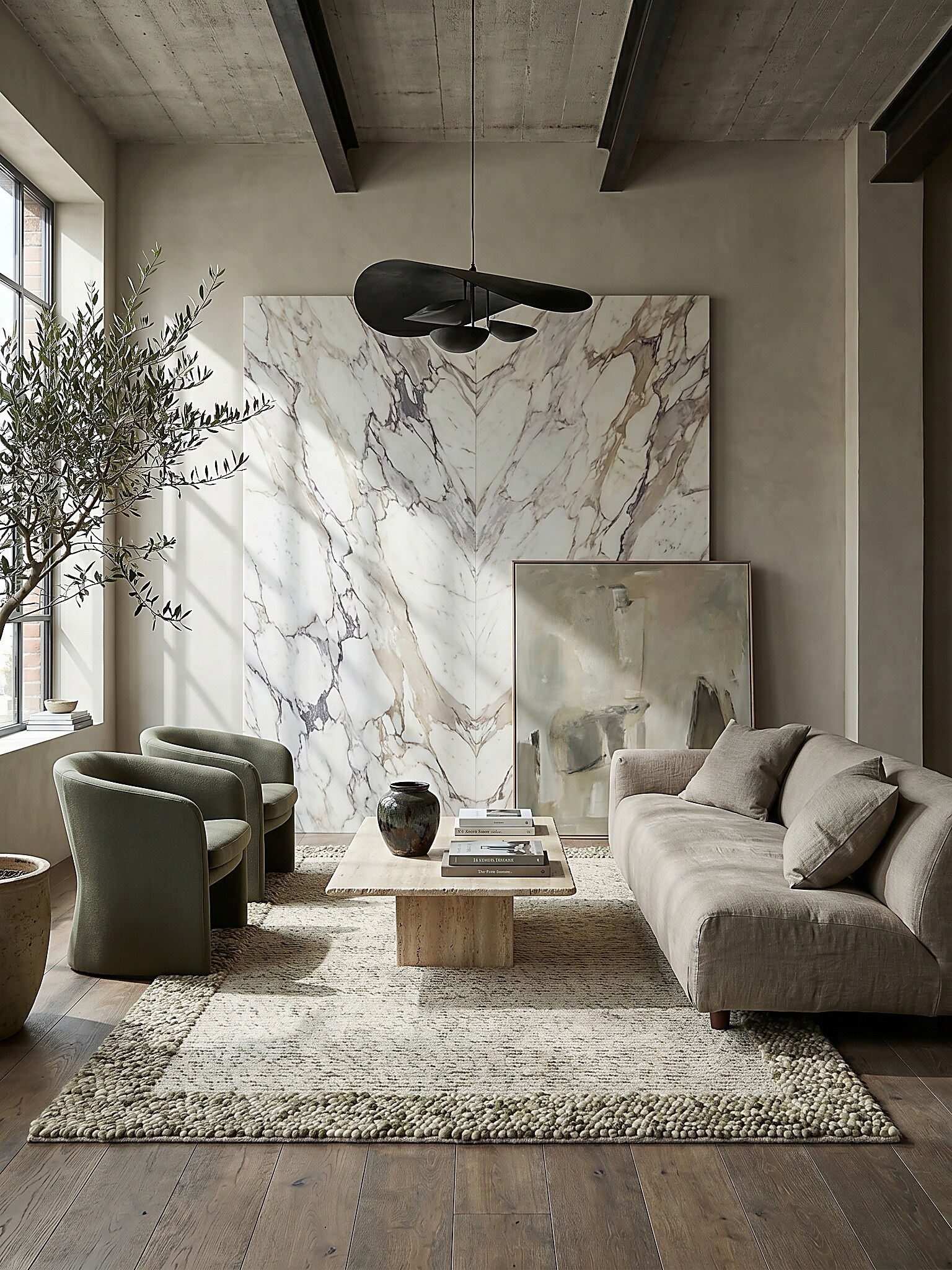 Wollteppich uni Gr&uuml;n-Natur 80 x 150 cm - MOAT | Kadima Design 