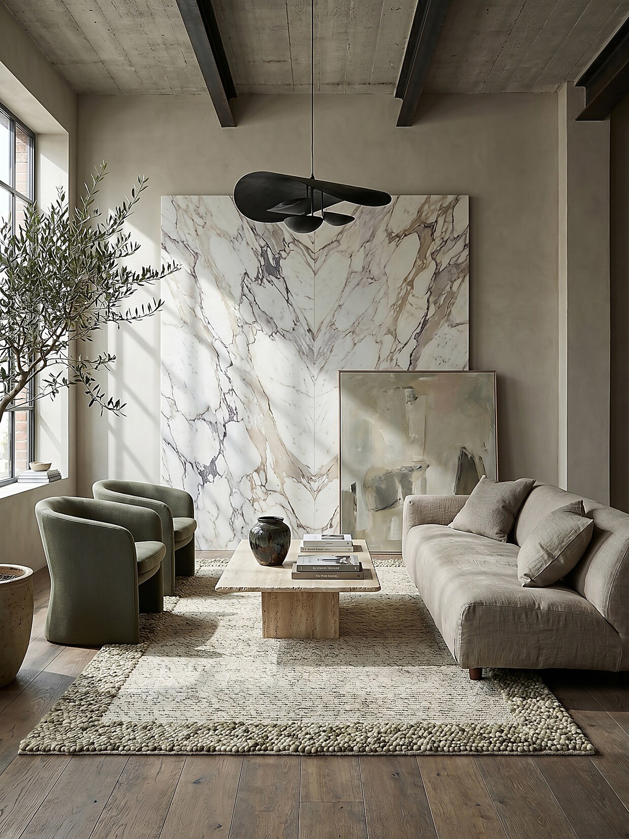 Wollteppich uni Grün-Natur 120 x 170 cm - MOAT Kadima Design