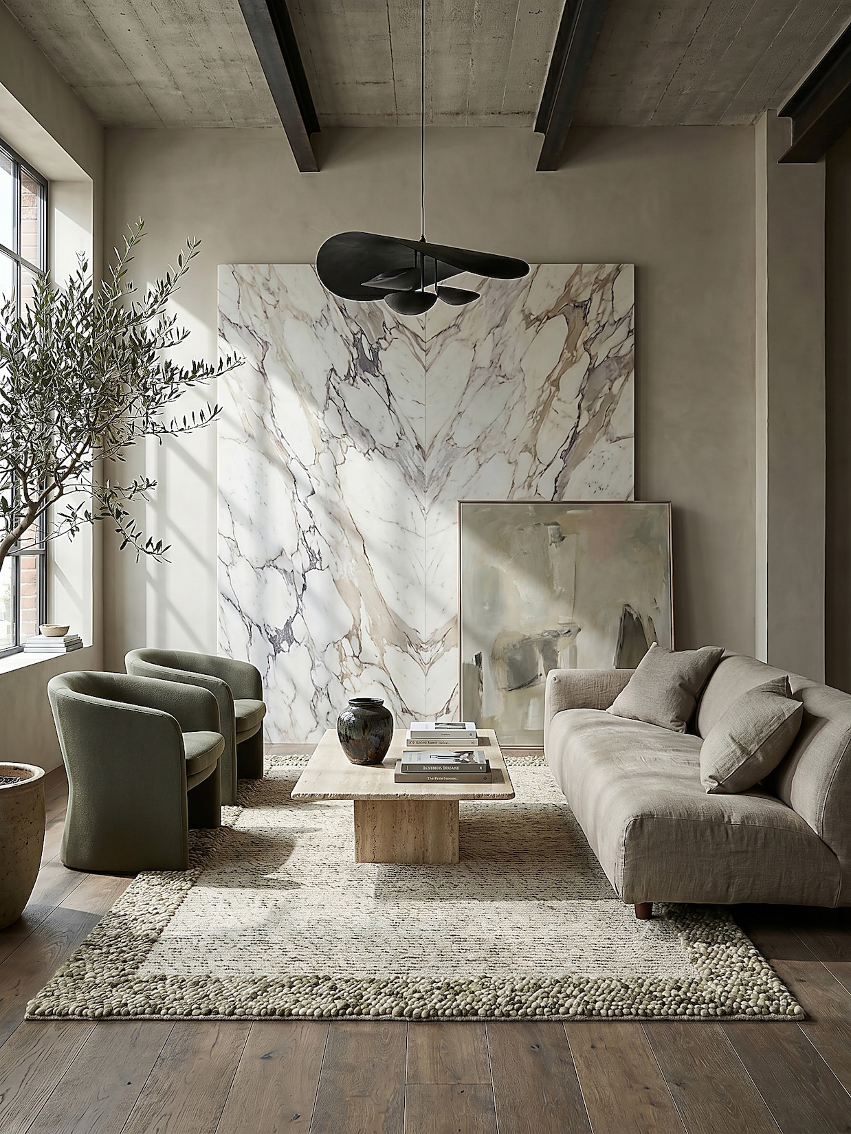 Wollteppich uni Grün-Natur 200 x 290 cm - MOAT Kadima Design