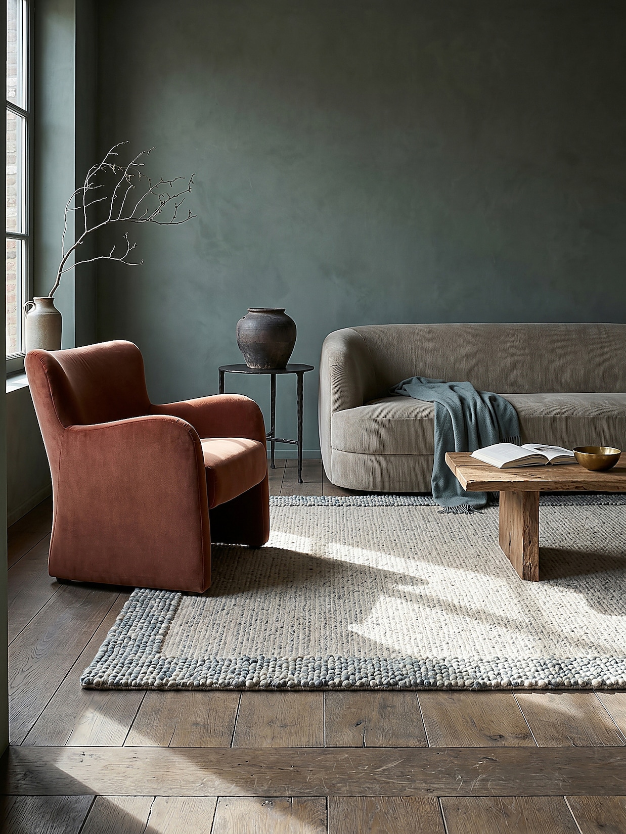 Teppich uni Blau-Natur 80 x 150 cm - MOAT Kadima Design