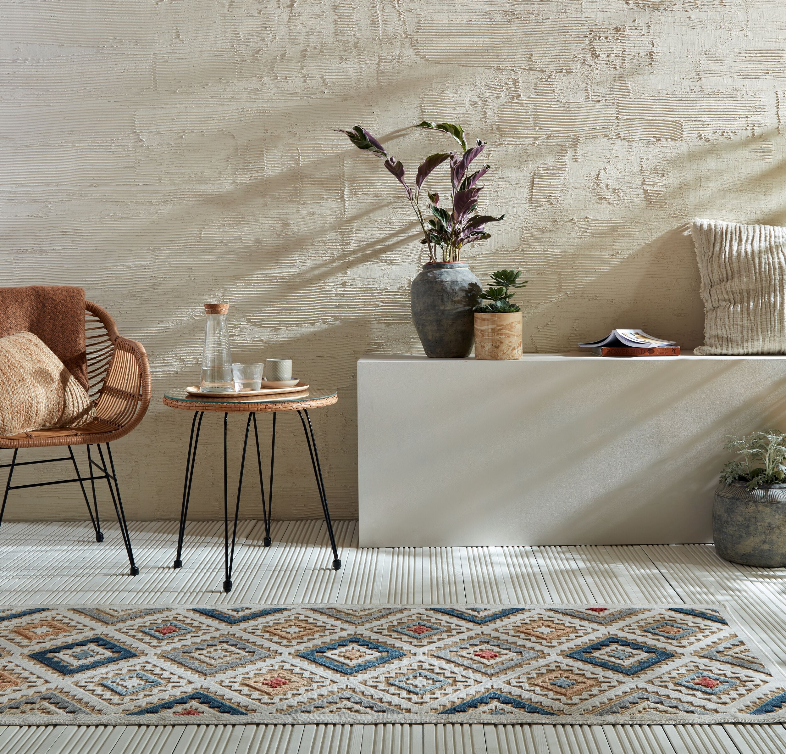 Outdoor-L&auml;ufer Orient Natur-Bunt 80 x 230 cm - LAGAN | Kadima Design 