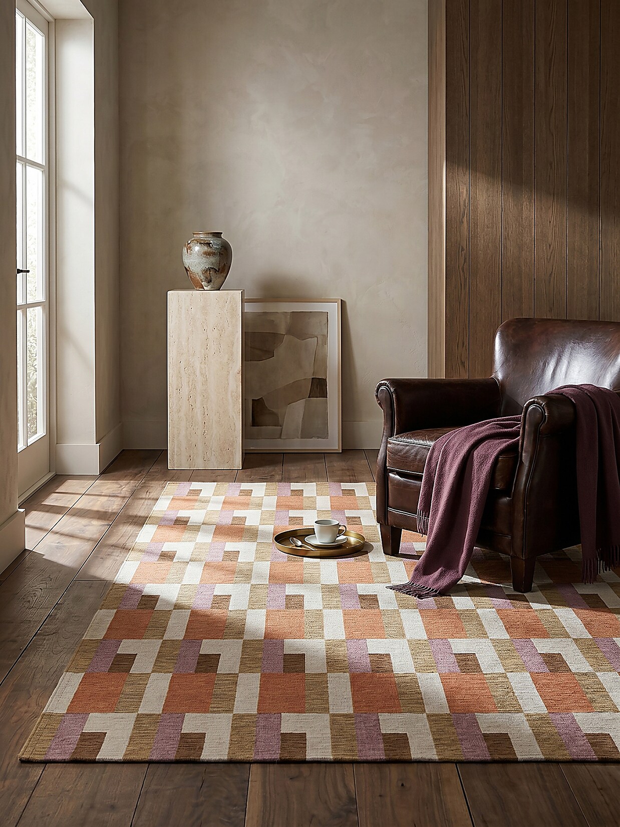 Teppich geometrisch Orange-Natur 155 x 230 cm - COQUET Kadima Design