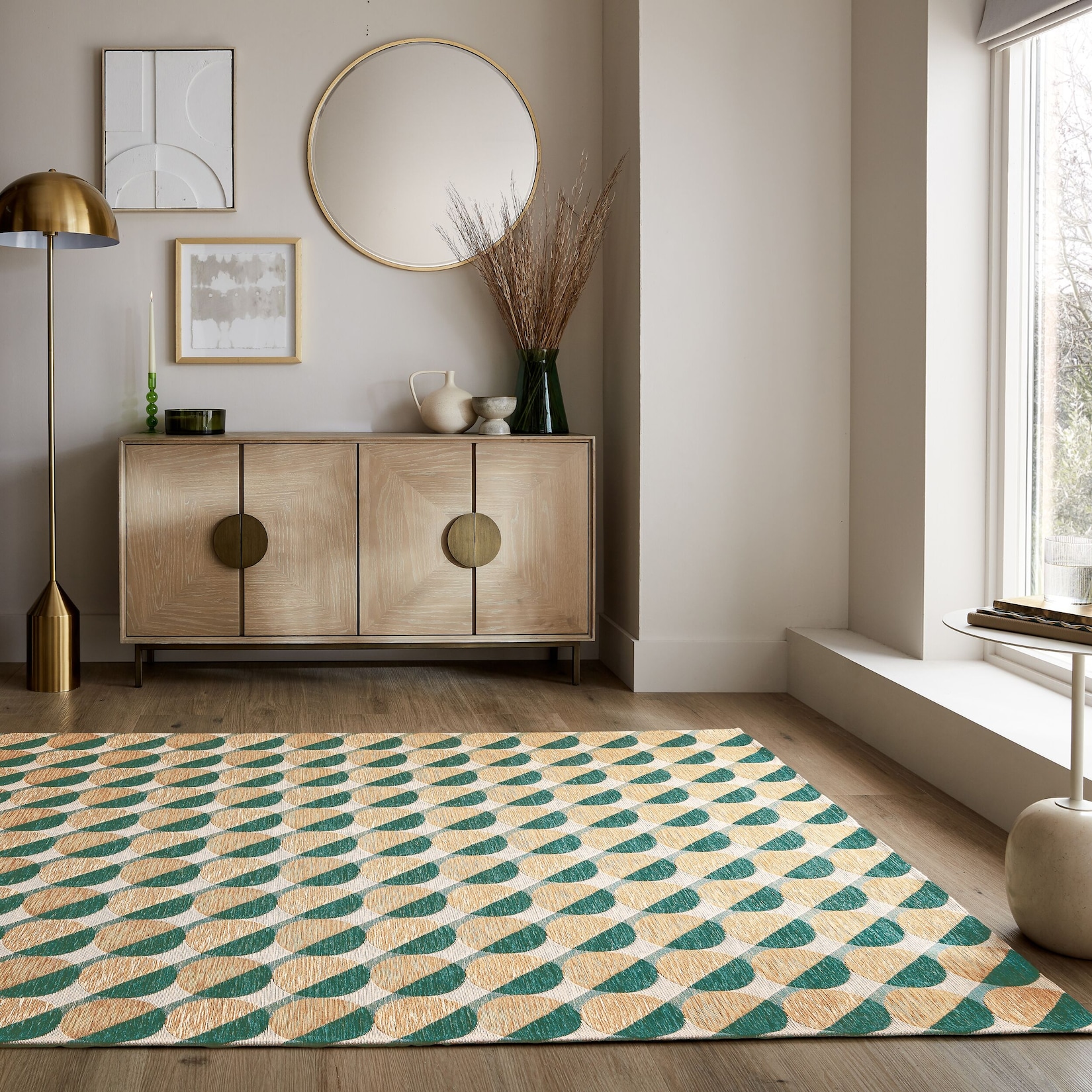 Teppich geometrisch Grün-Natur 120 x 170 cm - COQUET Kadima Design