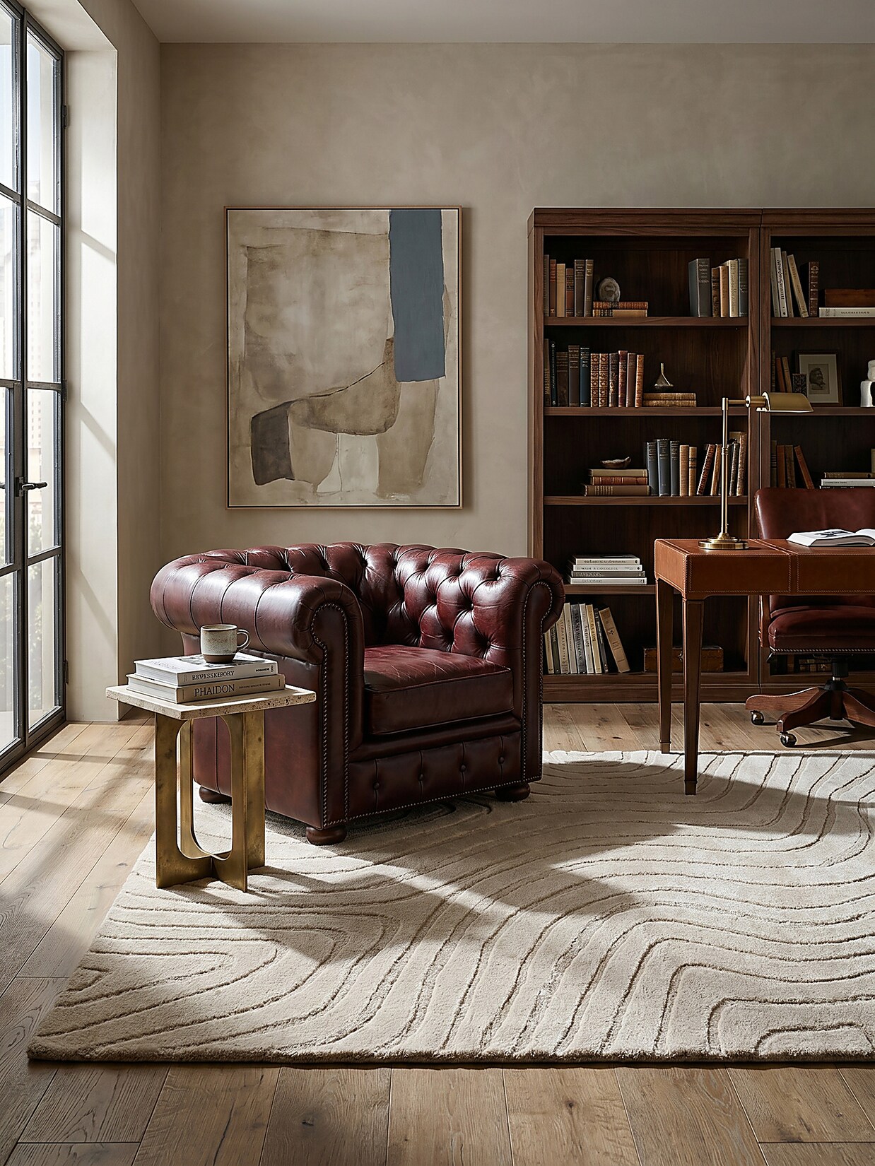 Wollteppich abstrakt Beige 120 x 170 cm - LEVEN Kadima Design