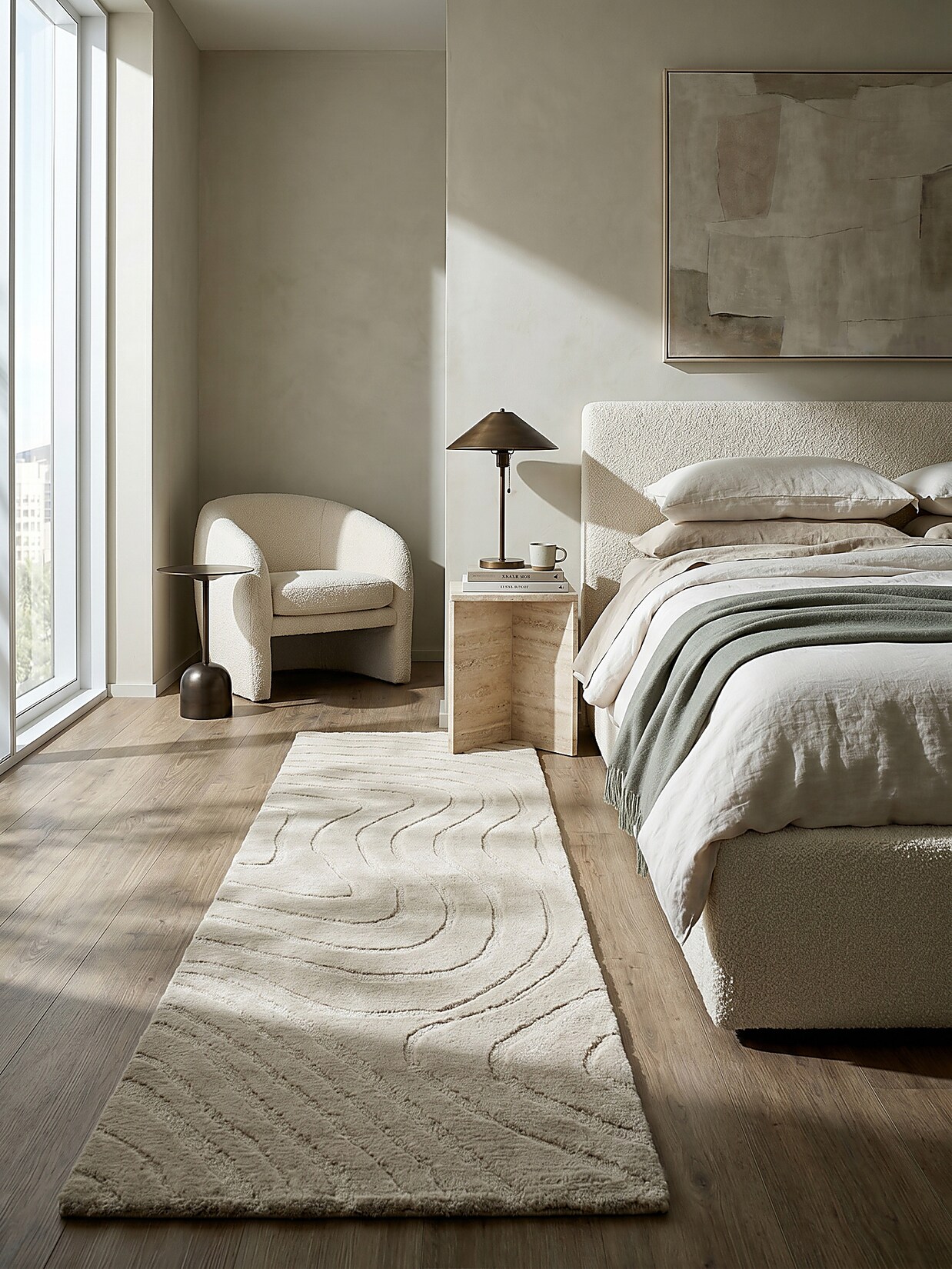 Läufer abstrakt Beige 60 x 230 cm - LEVEN Kadima Design