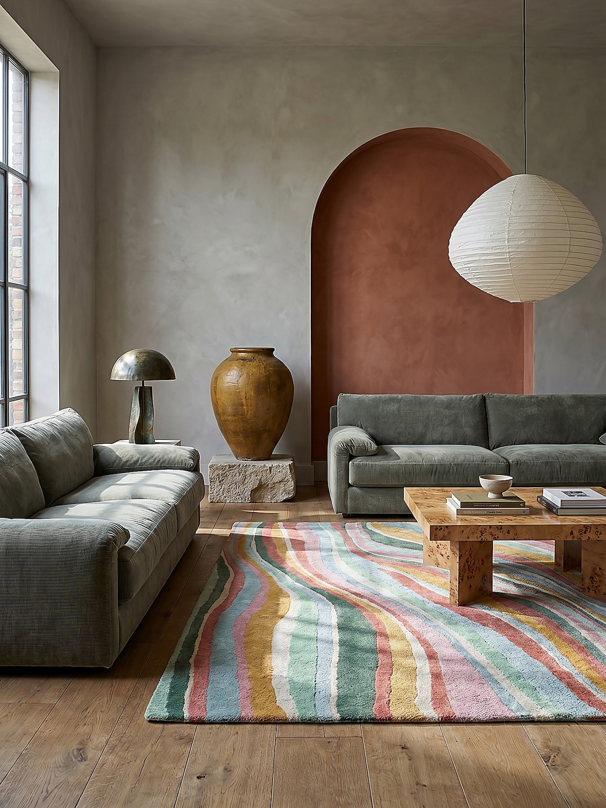 Wollteppich abstrakt Grün-Bunt 160 x 230 cm - DERWENT Kadima Design