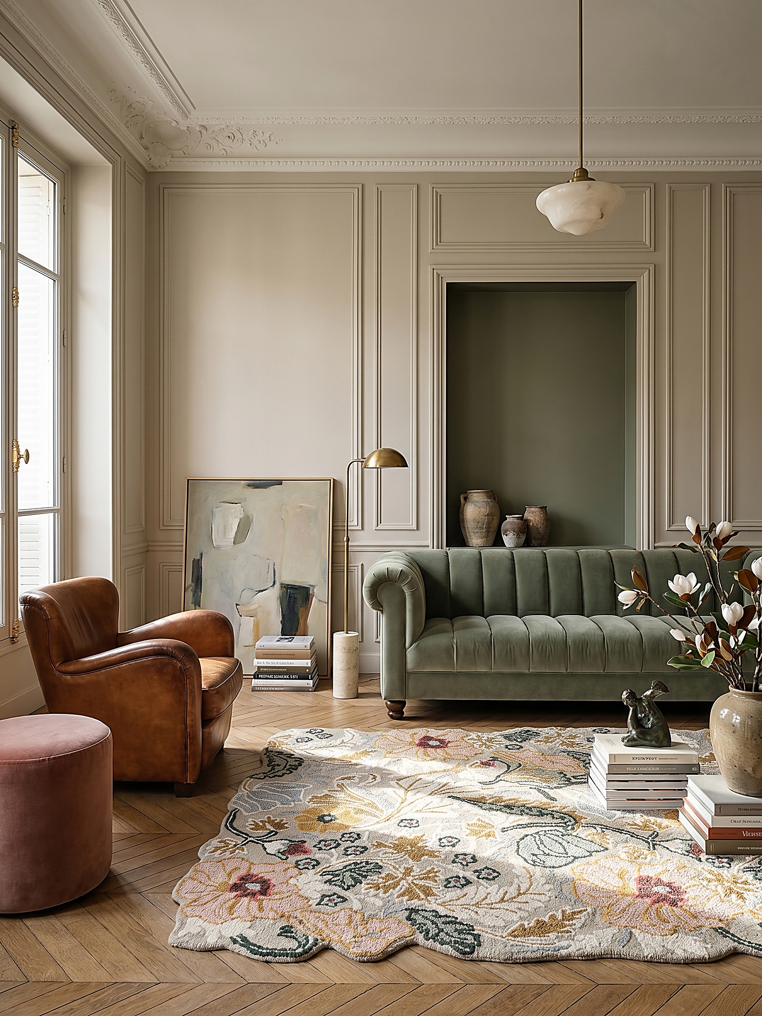 Wollteppich floral Hellrosa 120 x 170 cm - CHAR | Kadima Design 