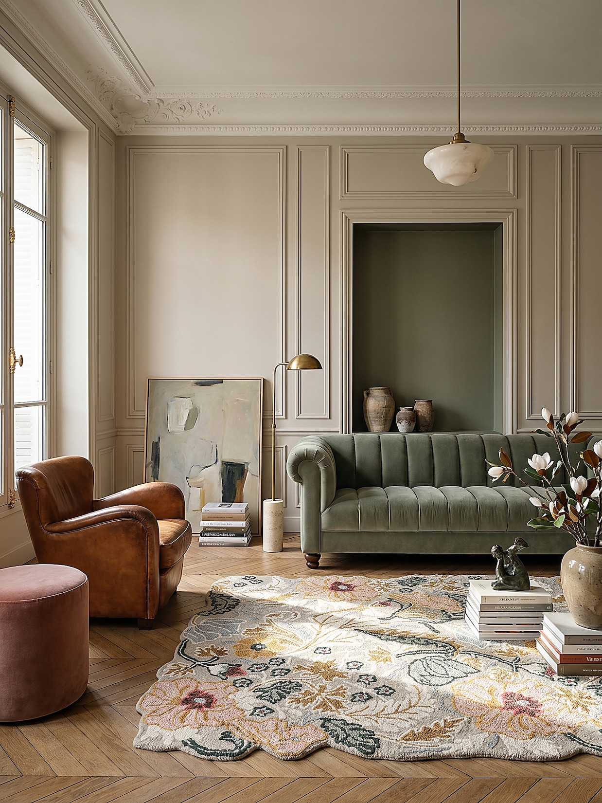 Wollteppich floral Hellrosa 200 x 290 cm - CHAR Kadima Design
