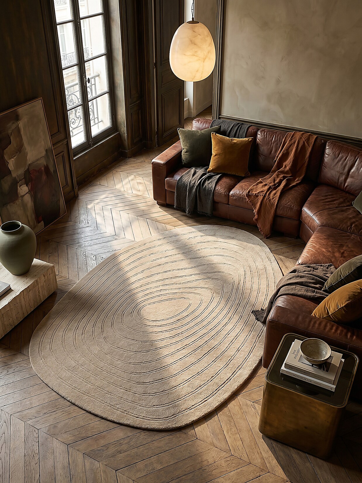 Wollteppich oval Beige 160 x 230 cm - PARRET Kadima Design