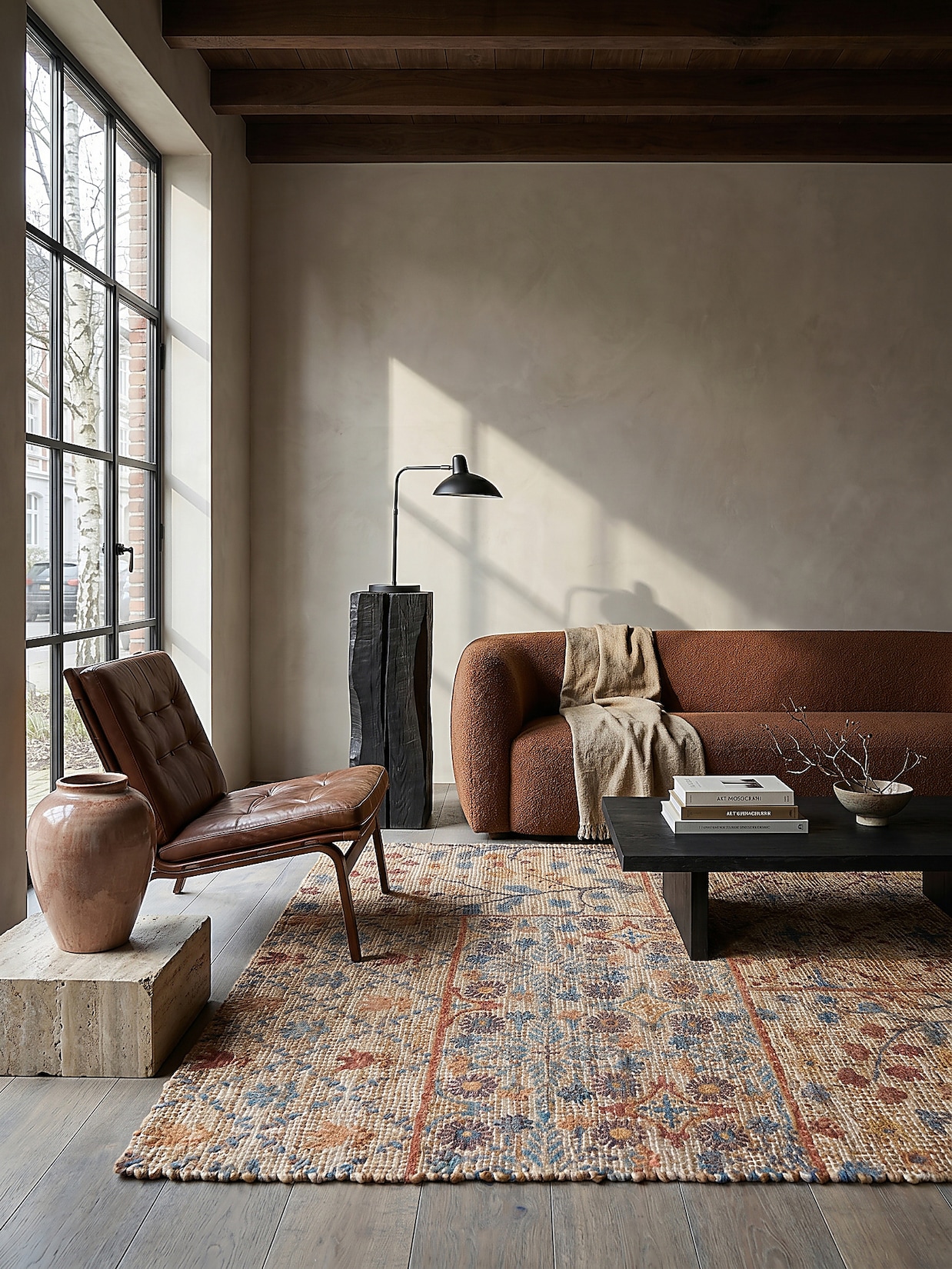 Jute-Teppich Boho Natur-Blau 160 x 230 cm - AVILL Kadima Design