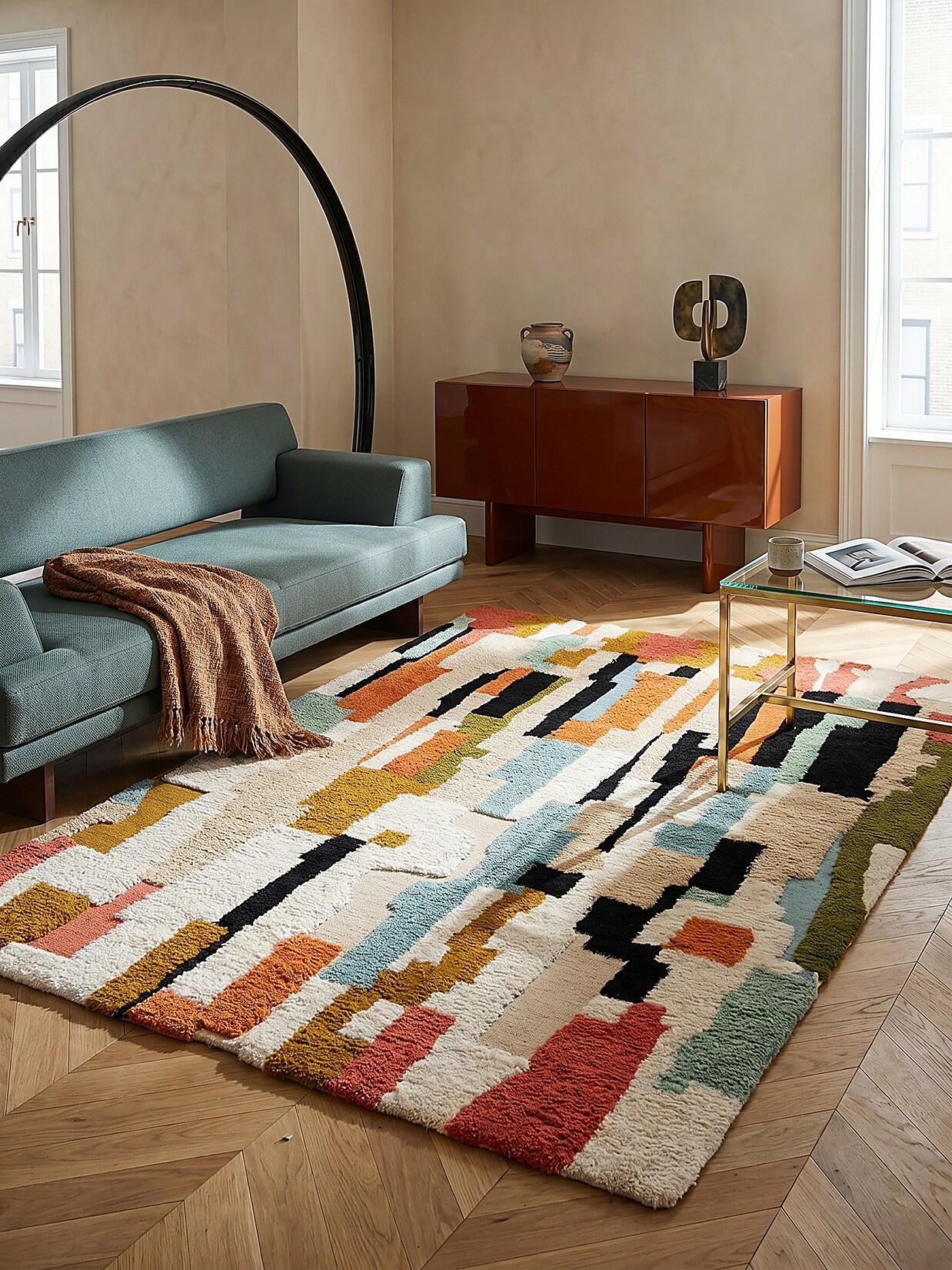 Wollteppich abstrakt Bunt 160 x 230 cm - BRUE Kadima Design