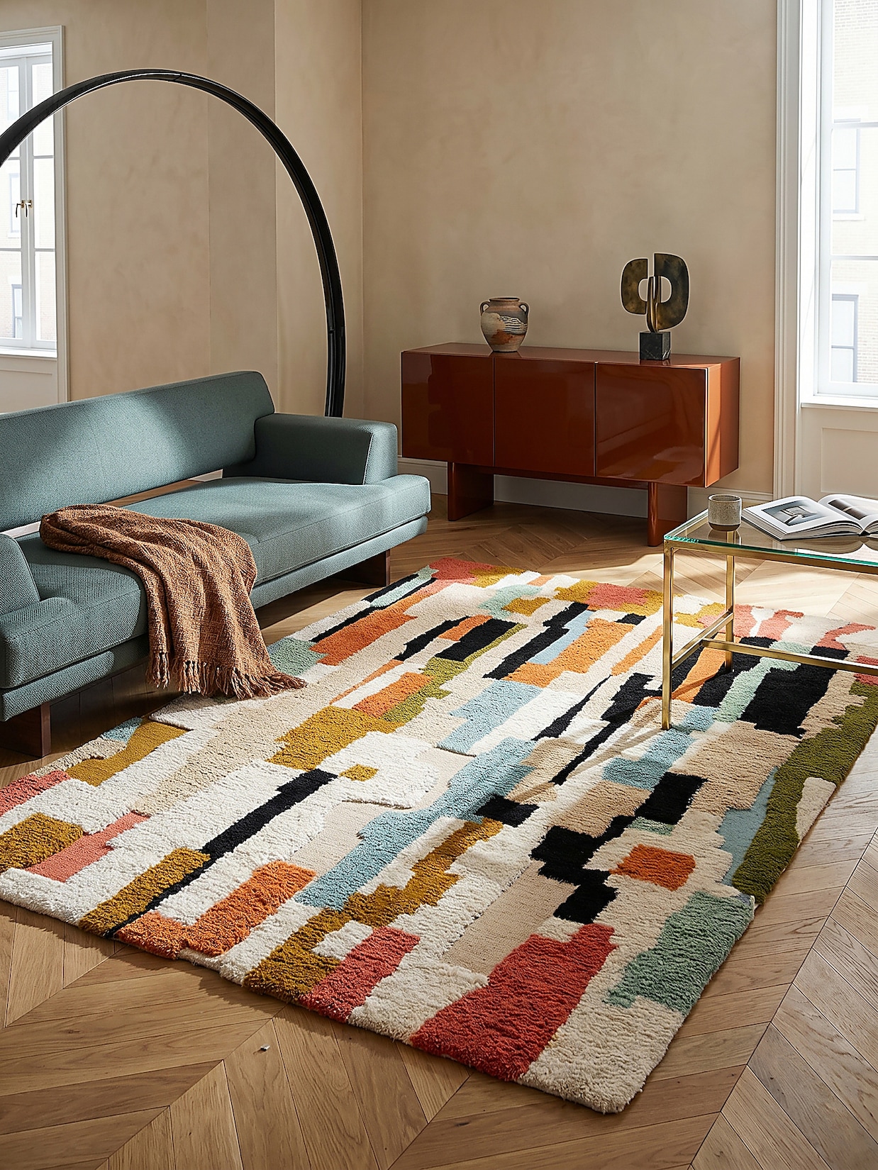 Wollteppich abstrakt Bunt 200 x 290 cm - BRUE Kadima Design