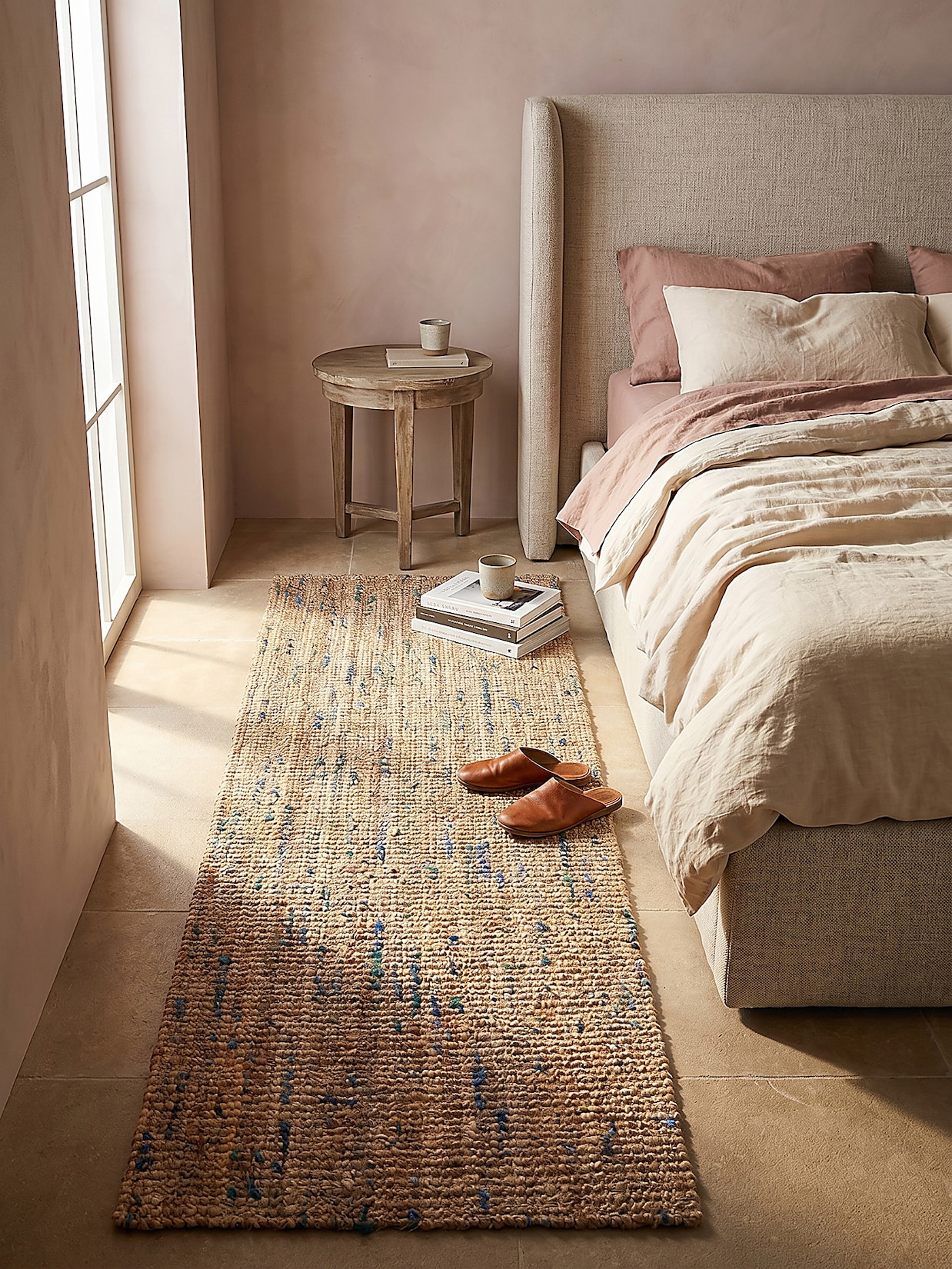Läufer Boho Natur-Blau 60 x 300 cm - ERME Kadima Design