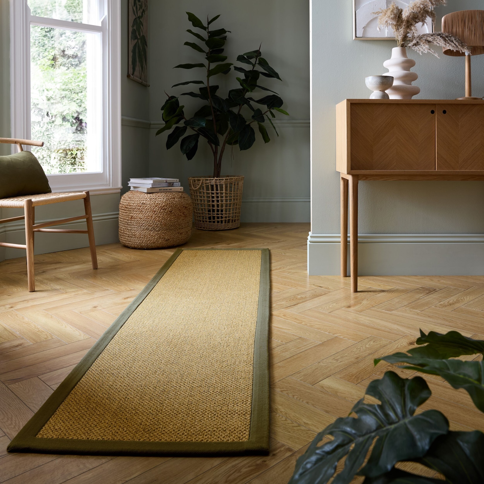 Outdoor-Läufer Bordüre Natur-Grün 60 x 230 cm - KEER Kadima Design