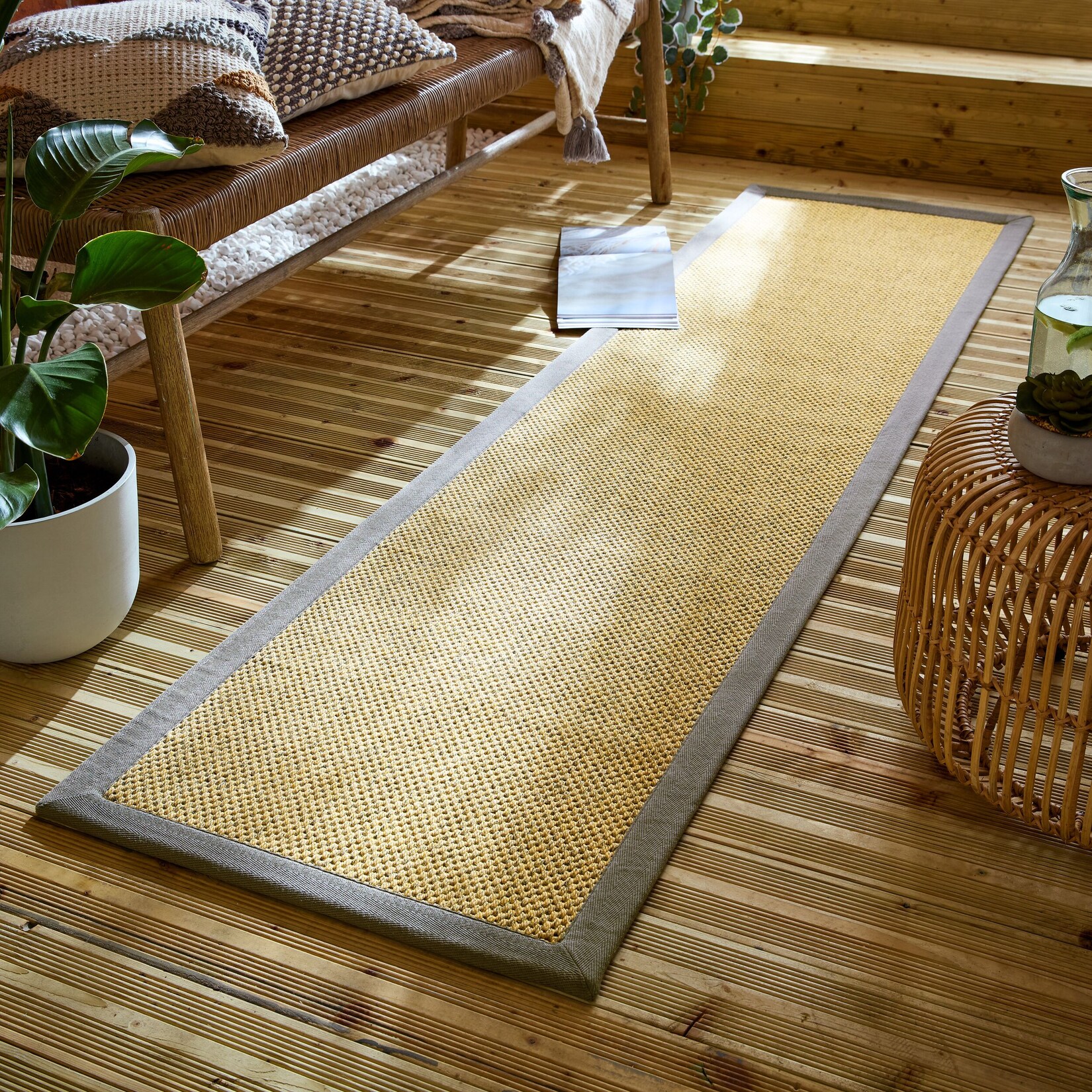Outdoor-Läufer Bordüre Natur-Grau 60 x 230 cm - KEER Kadima Design