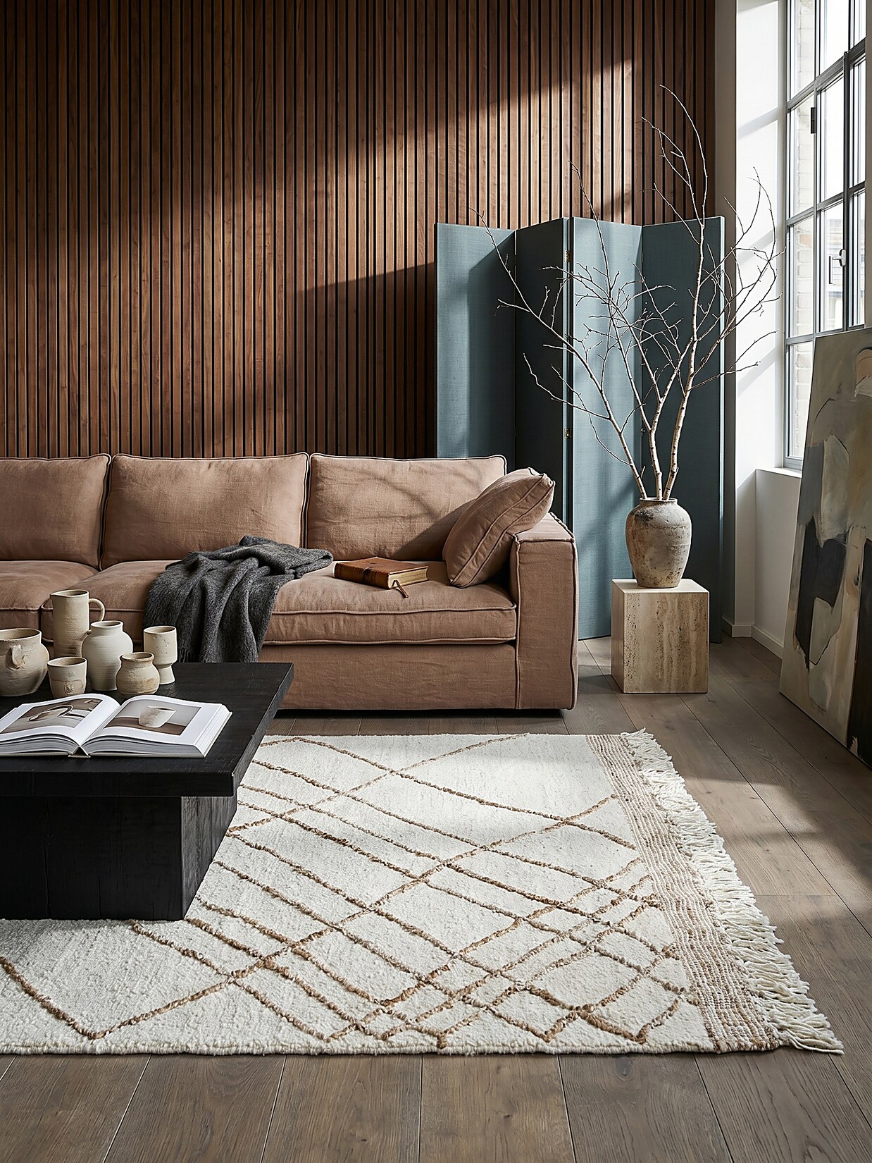 Teppich abstrakt Beige-Natur 120 x 170 cm - VYNE Kadima Design