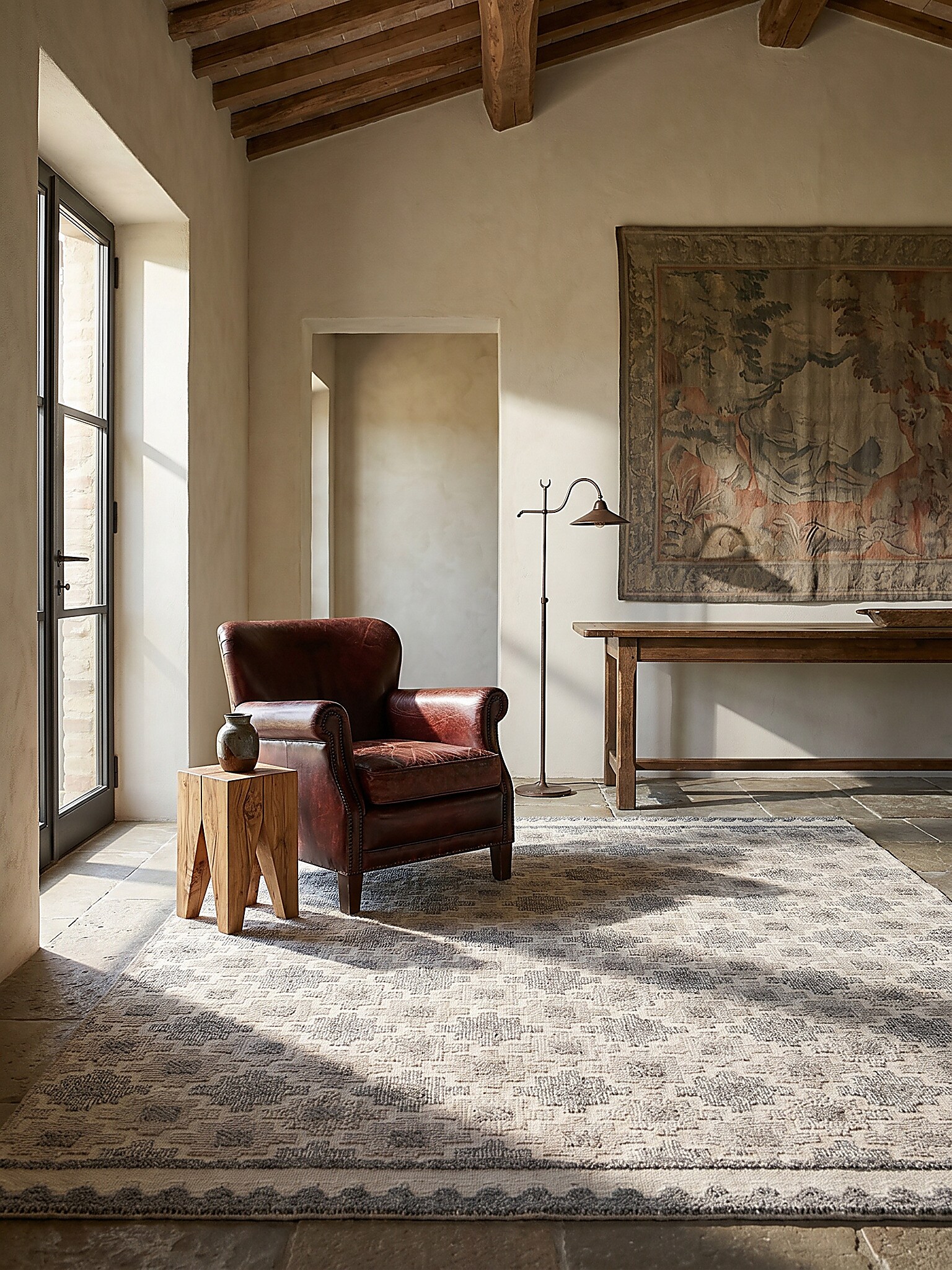 Teppich geometrisch Grau-Beige 78 x 150 cm - RIDGE | Kadima Design 