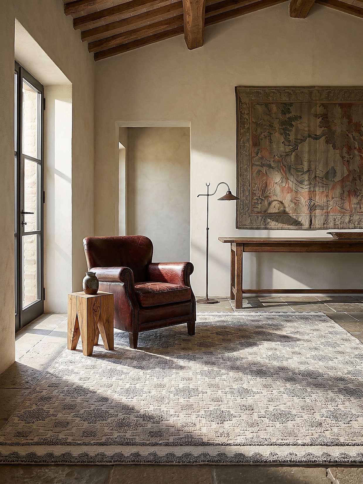 Teppich geometrisch Grau-Beige 116 x 170 cm - RIDGE Kadima Design