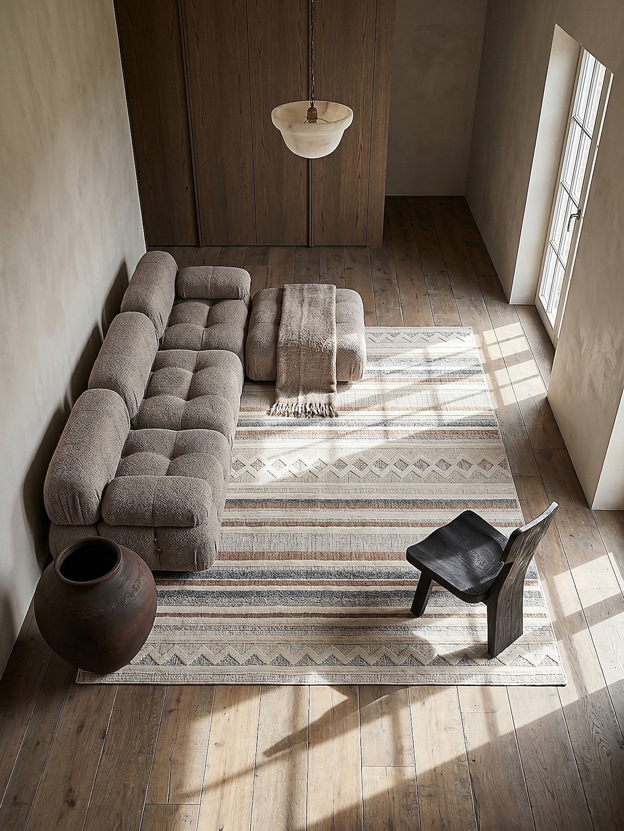Teppich gestreift Grau-Beige 116 x 170 cm - RIDGE Kadima Design
