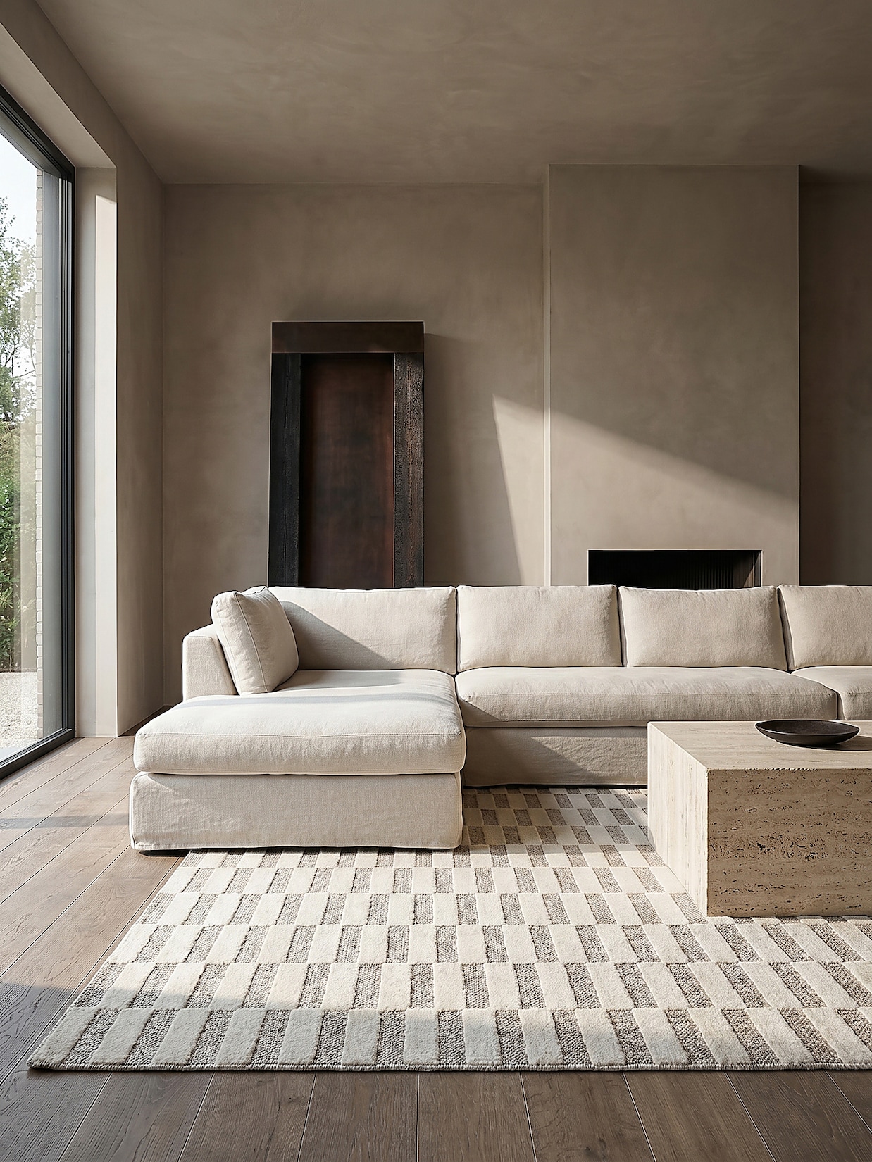 Teppich kariert Beige 78 x 150 cm - RIDGE Kadima Design