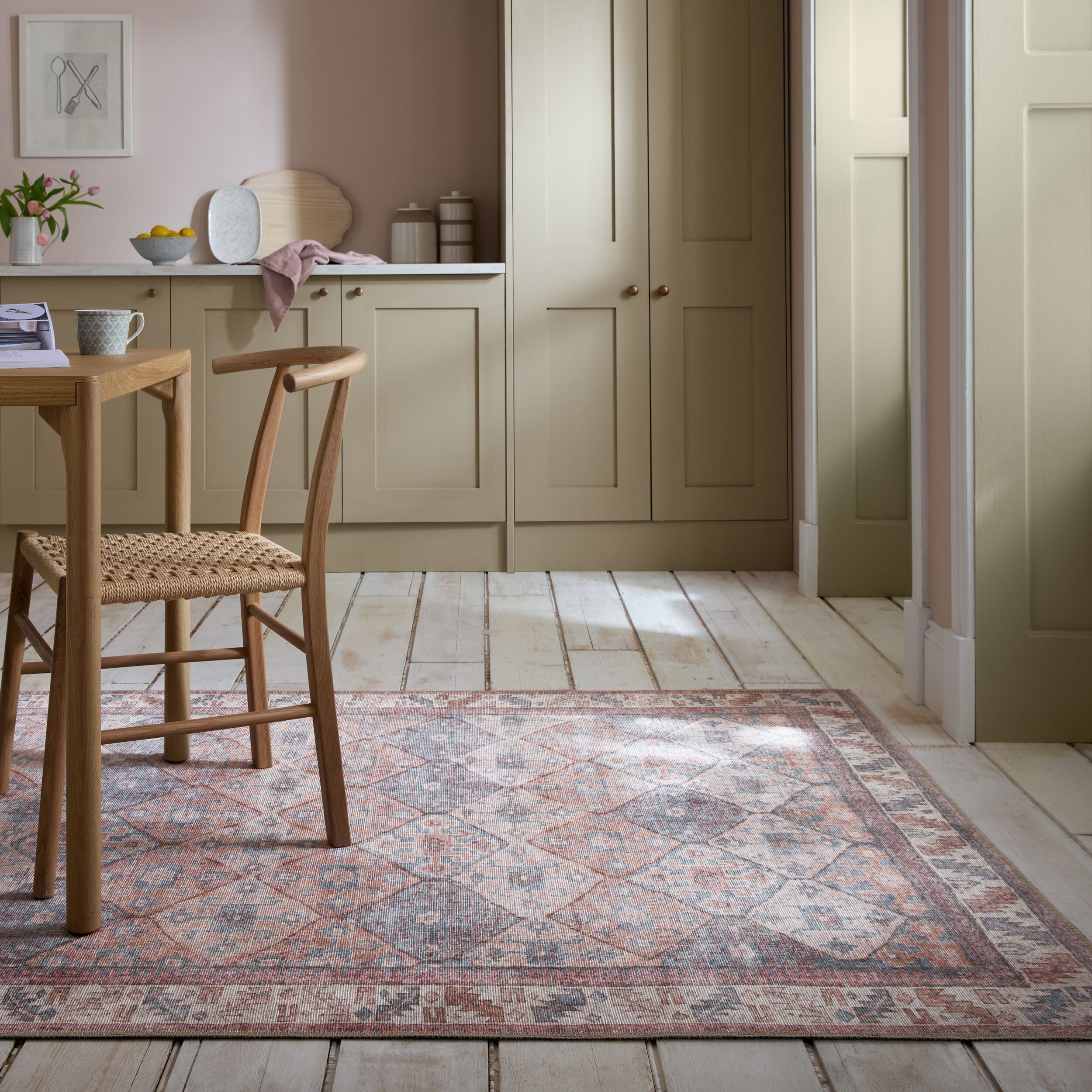 Teppich Rauten Rot-Natur 190 x 290 cm - HURST | Kadima Design 