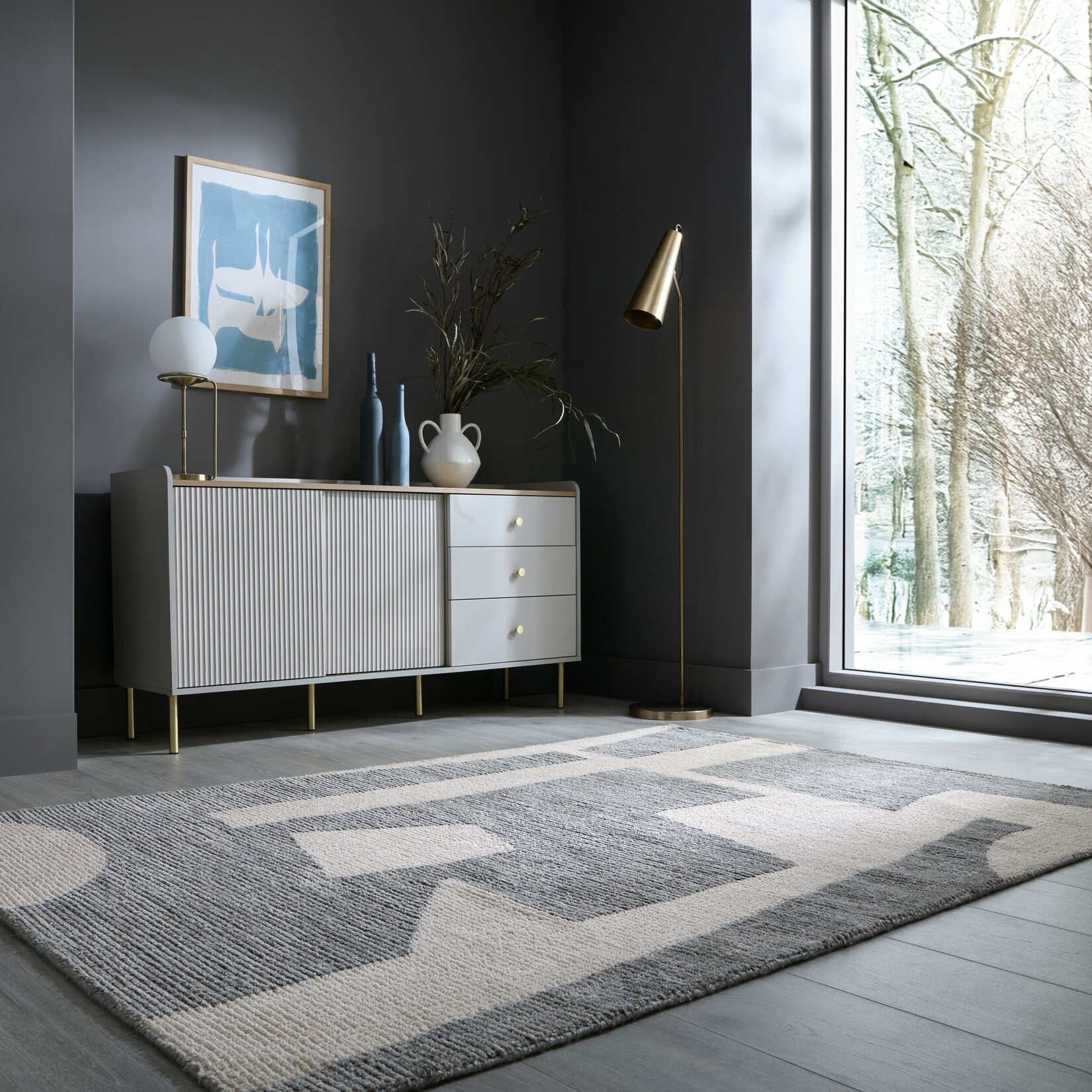 Teppich abstrakt Grau-Beige 200 x 300 cm - ARLEN Kadima Design