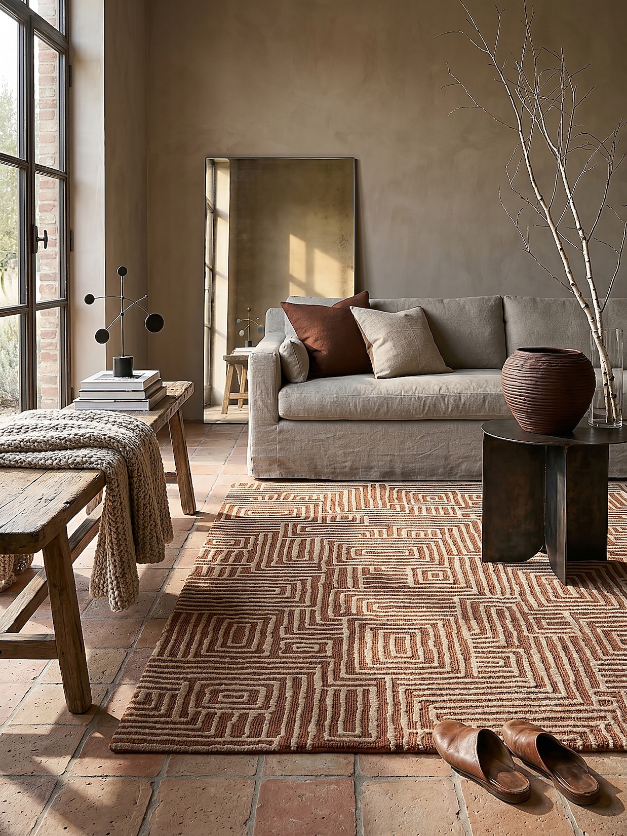 Teppich geometrisch Terrakotta 120 x 170 cm - ARLEN Kadima Design