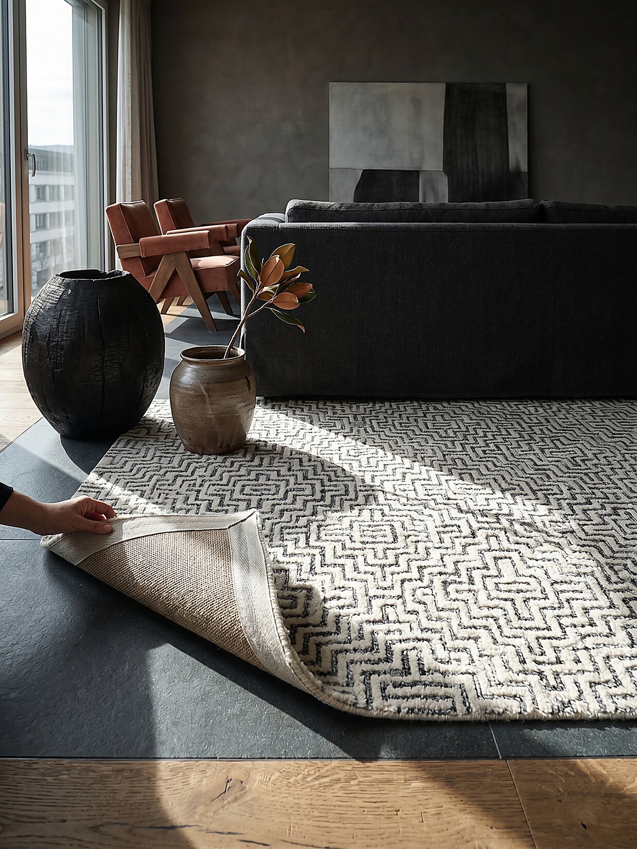 Teppich geometrisch Grau 160 x 230 cm - ARLEN Kadima Design