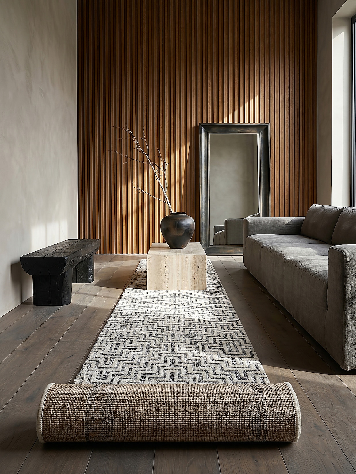 Läufer geometrisch Grau 80 x 300 cm - ARLEN Kadima Design