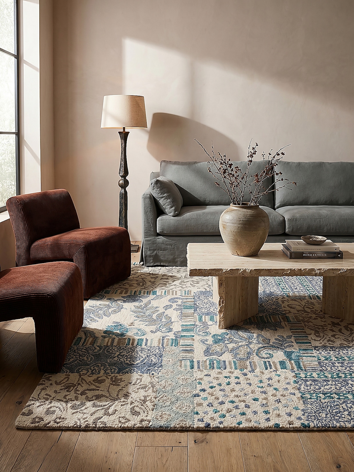 Wollteppich Boho Blau 200 x 290 cm - SOAR Kadima Design