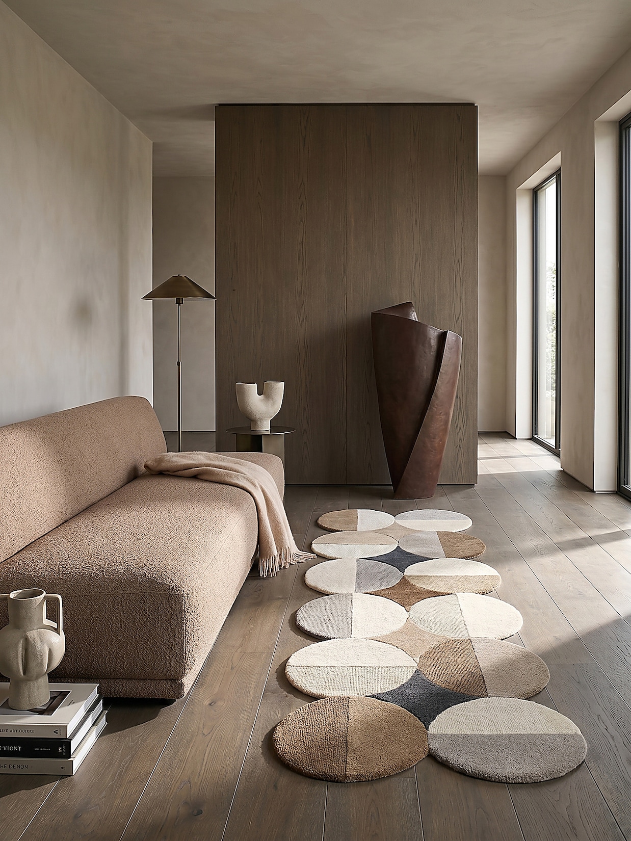 Läufer Wolle Beige-Braun 80 x 230 cm - HALLEIN Kadima Design