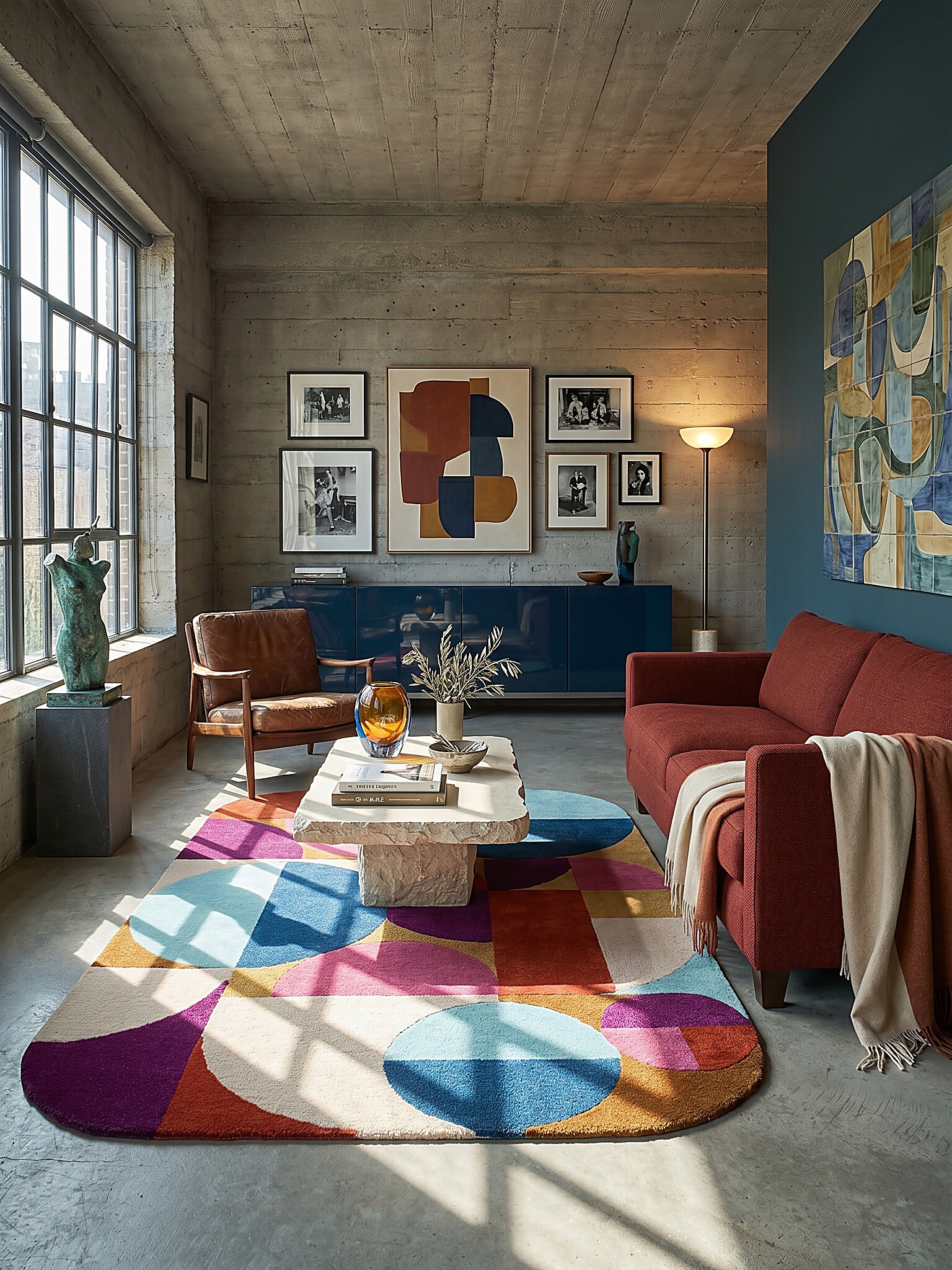 Wollteppich geometrisch Rosa-Bunt 120 x 170 cm - HALLEIN | Kadima 