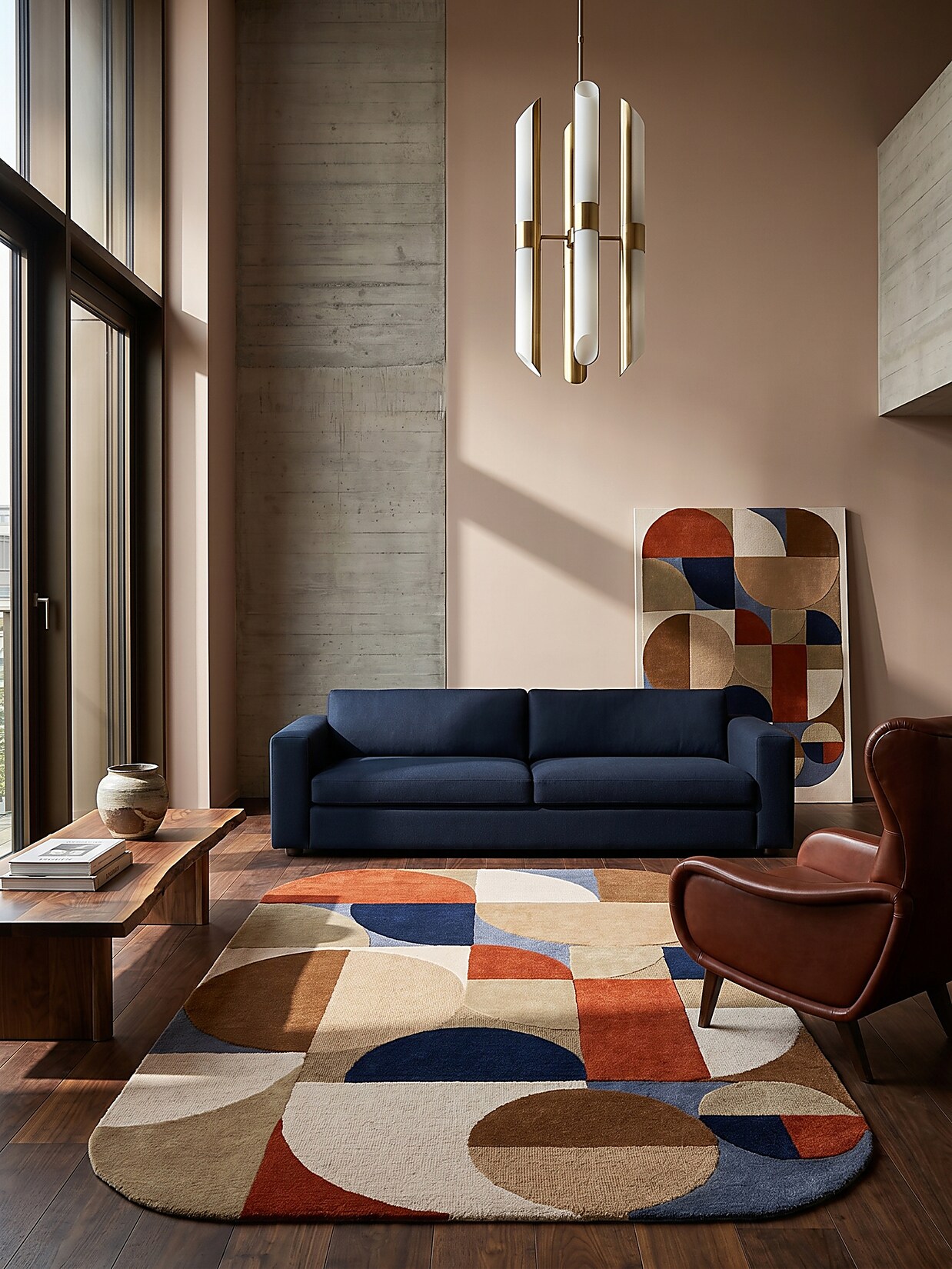 Wollteppich geometrisch Terrakotta 160 x 230 cm - HALLEIN Kadima