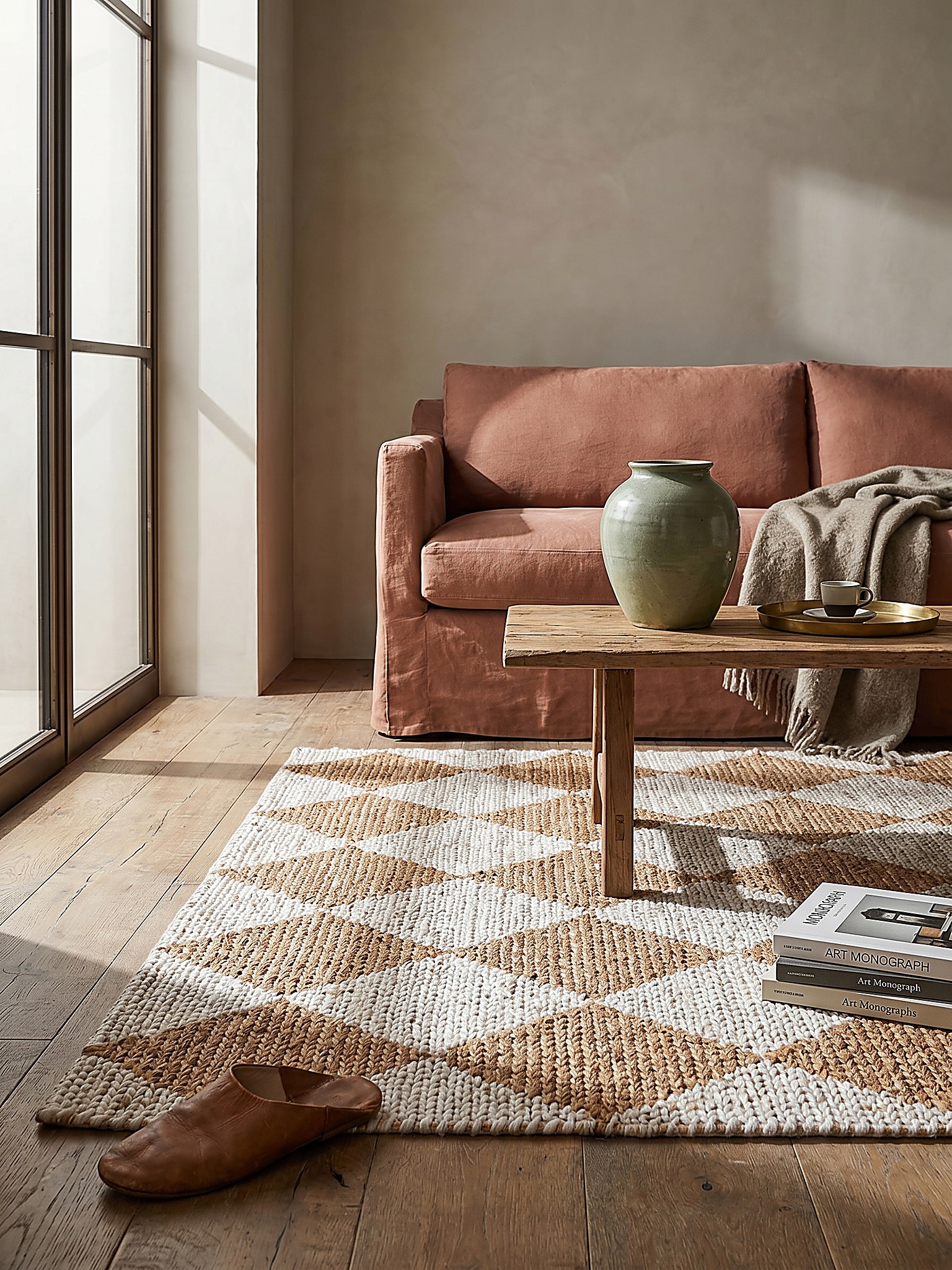 Jute-Teppich Rauten Beige 120 x 170 cm - BAIN | Kadima Design 