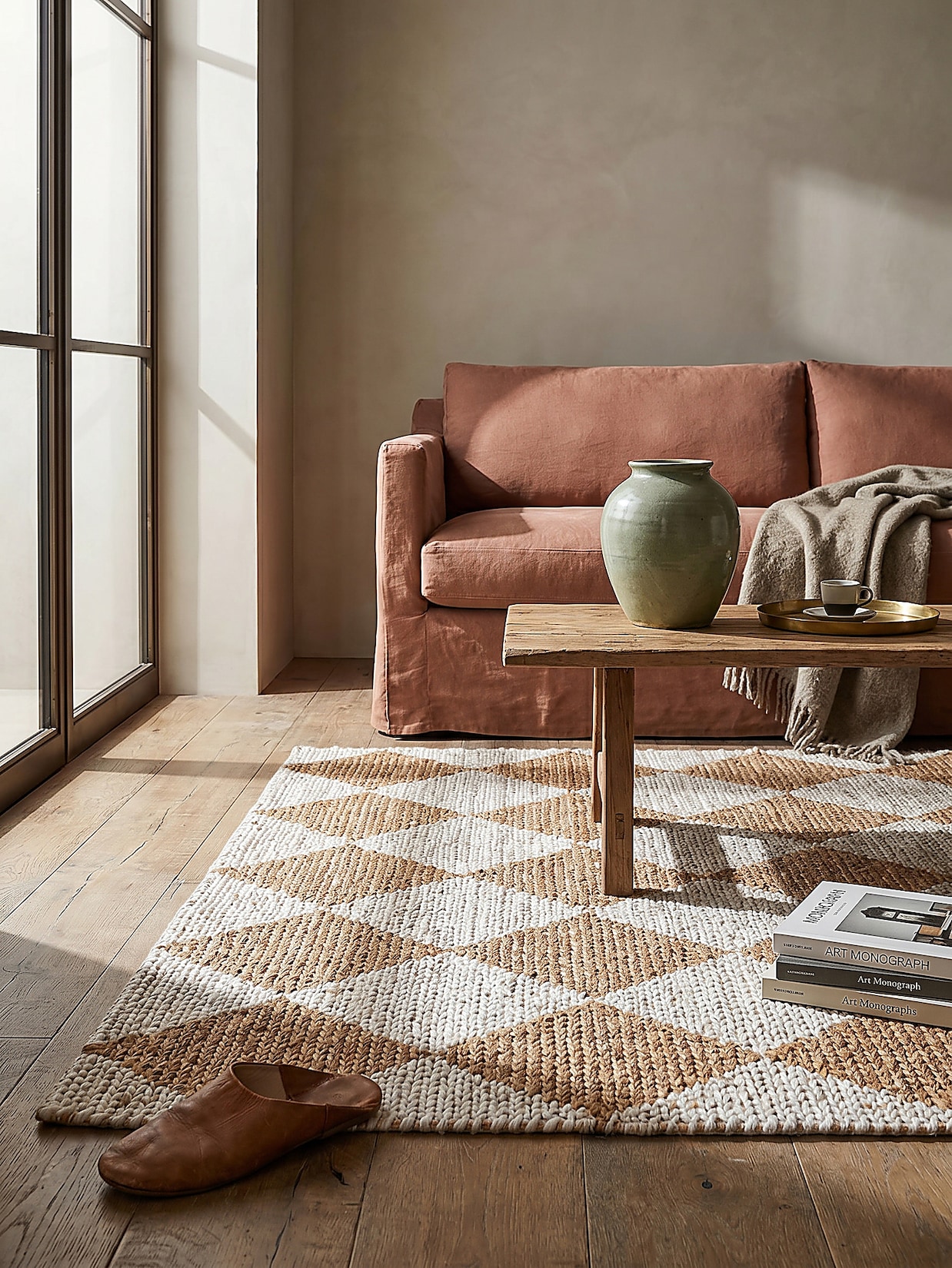 Jute-Teppich Rauten Beige 120 x 170 cm - BAIN Kadima Design