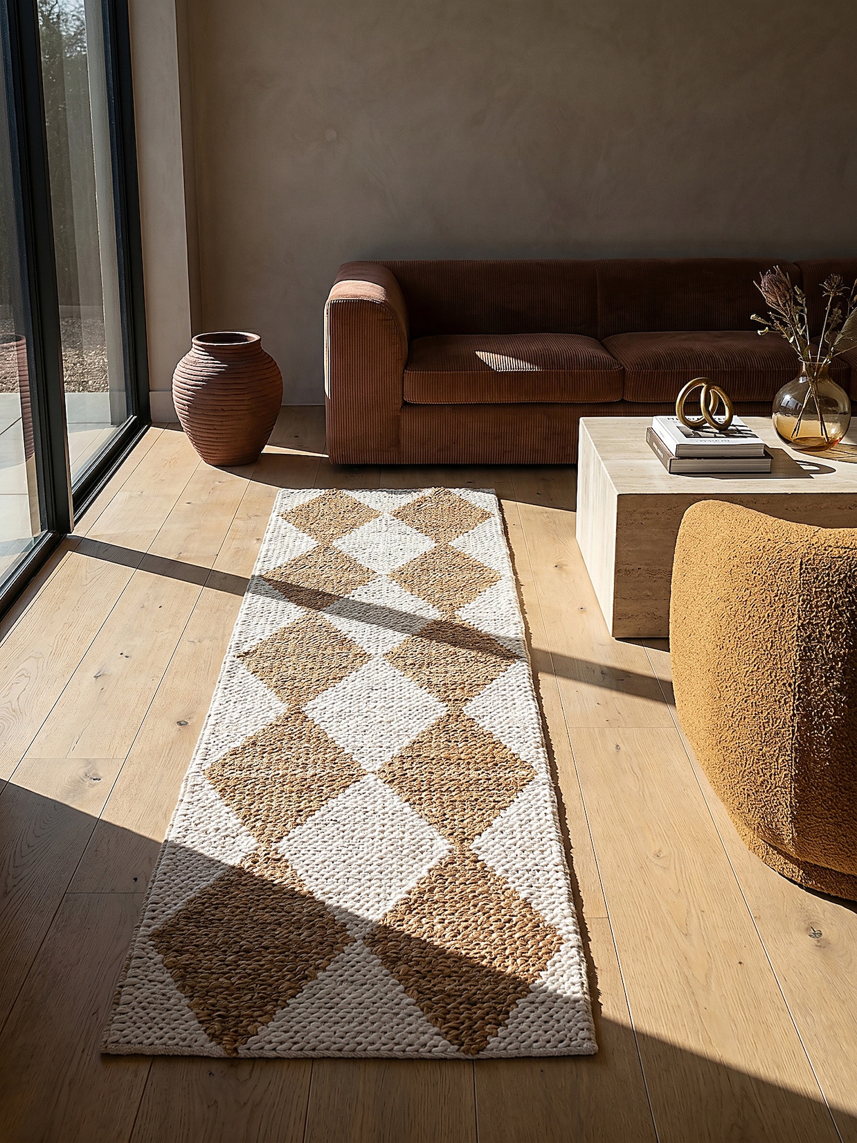 Läufer Rauten Beige 60 x 230 cm - BAIN Kadima Design
