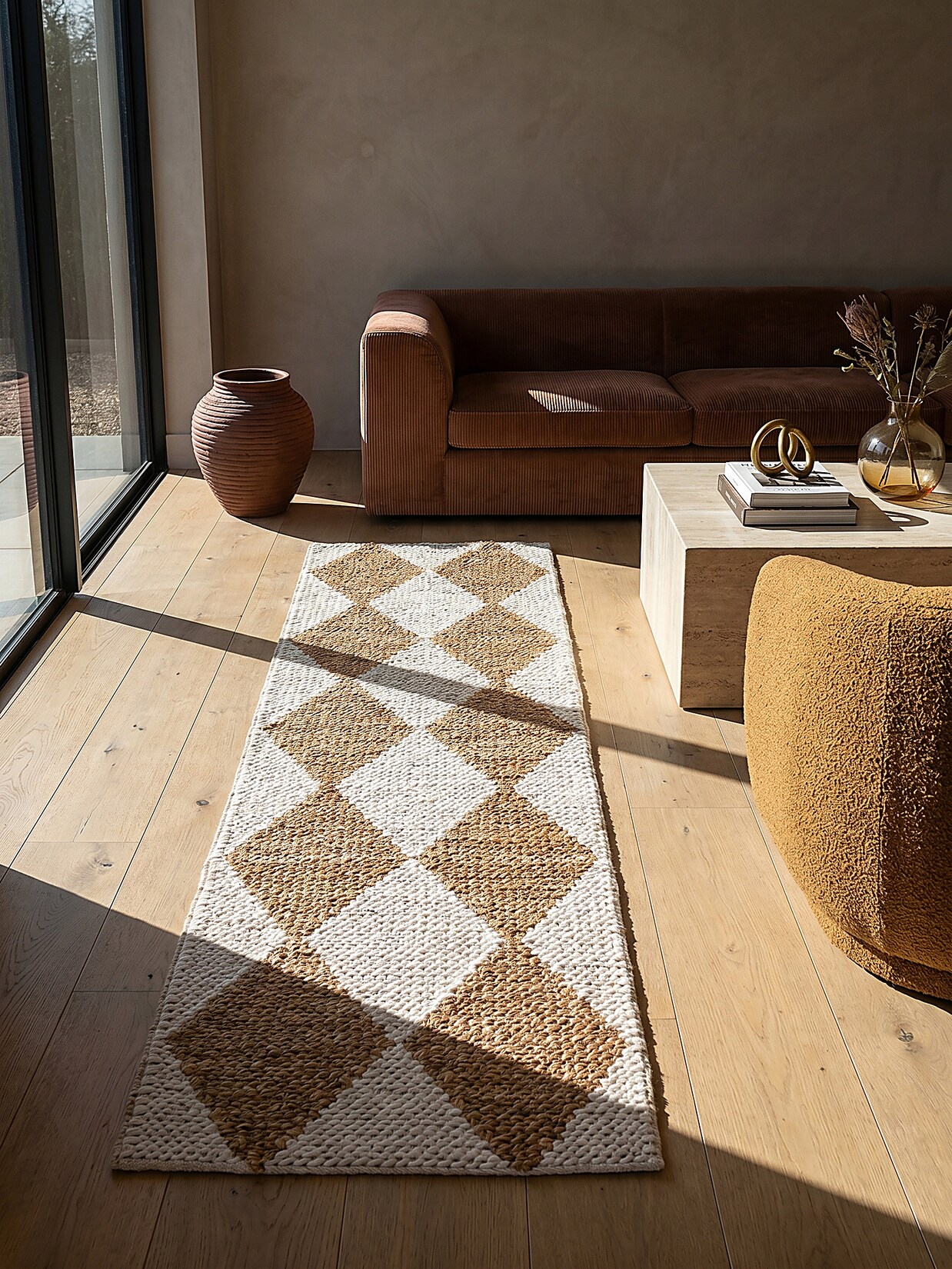 Läufer Rauten Beige 80 x 230 cm - BAIN Kadima Design