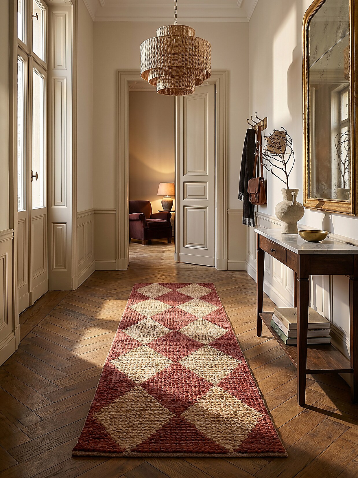 Läufer Rauten Terrakotta 80 x 230 cm - BAIN Kadima Design