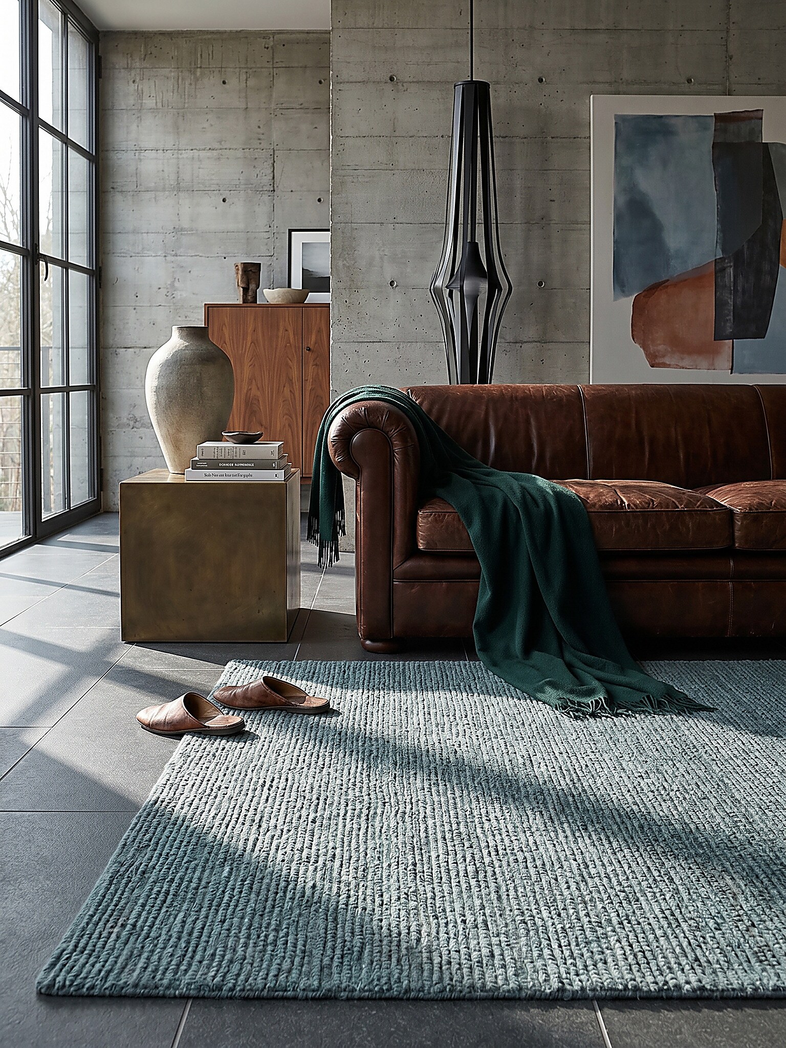 Wollteppich uni T&uuml;rkis 120 x 170 cm - ALNE | Kadima Design 