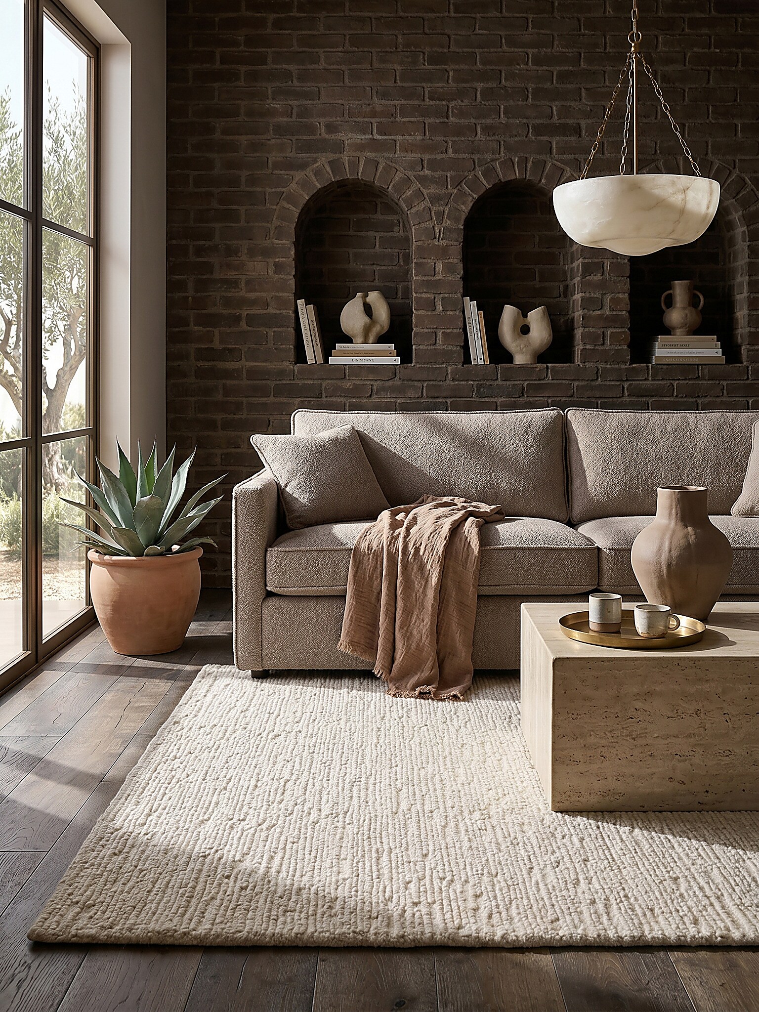 Wollteppich uni Creme 120 x 170 cm - ALNE | Kadima Design 