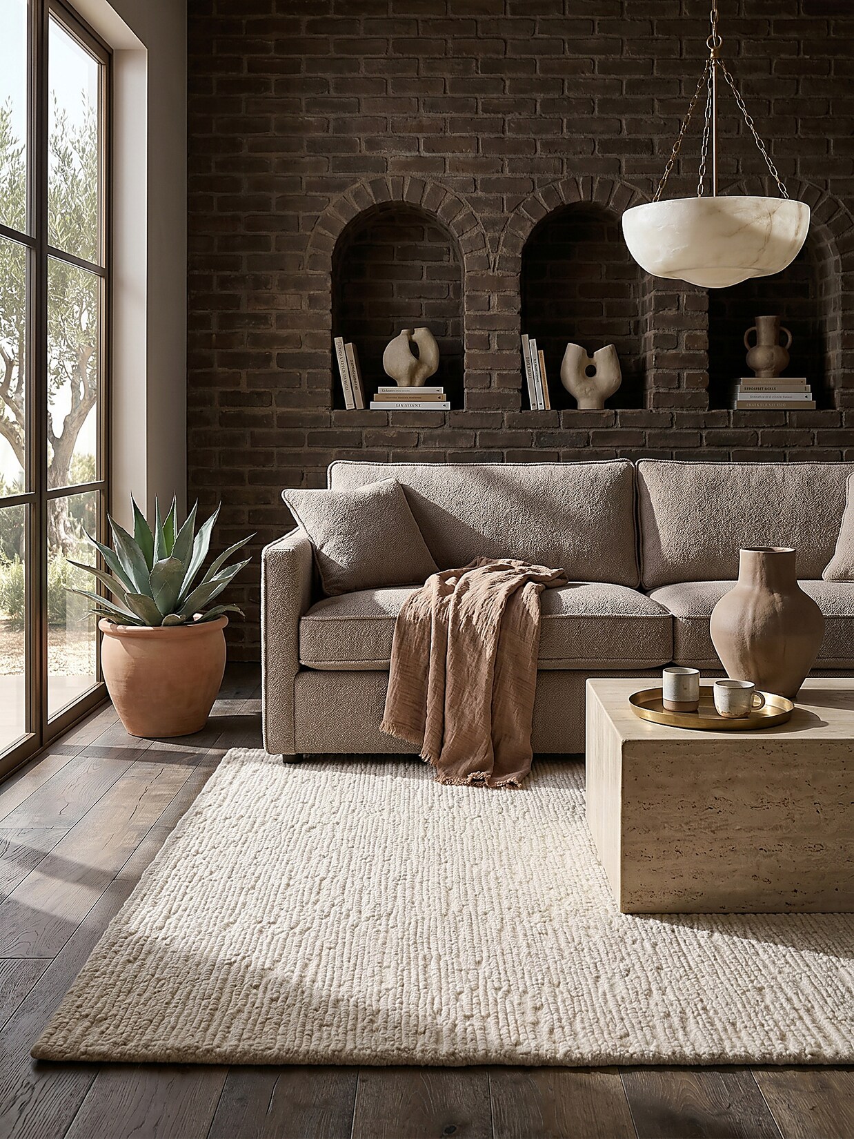 Wollteppich uni Creme 200 x 290 cm - ALNE Kadima Design
