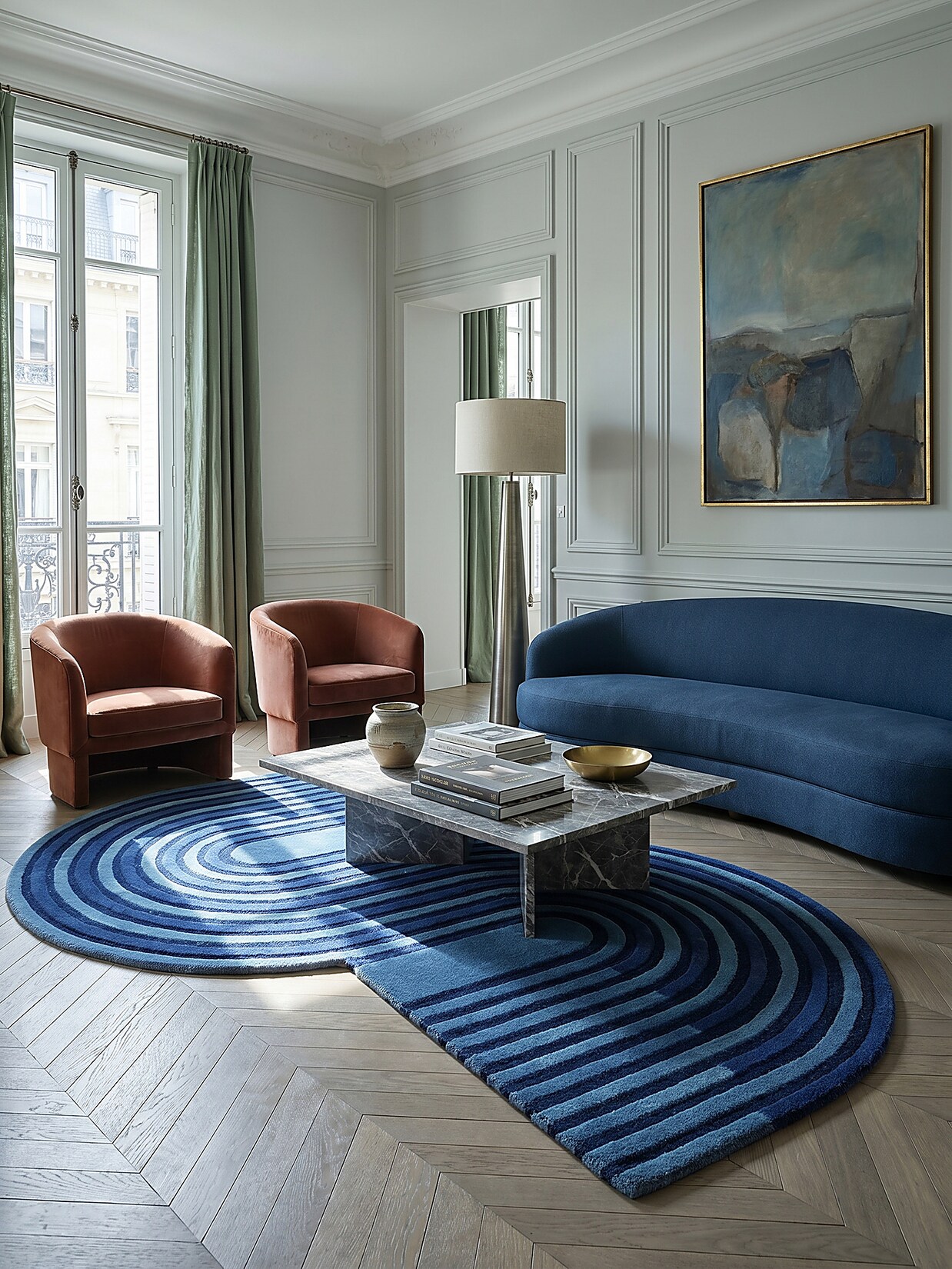 Wollteppich geometrisch Blau 200 x 290 cm - LEVEN Kadima Design